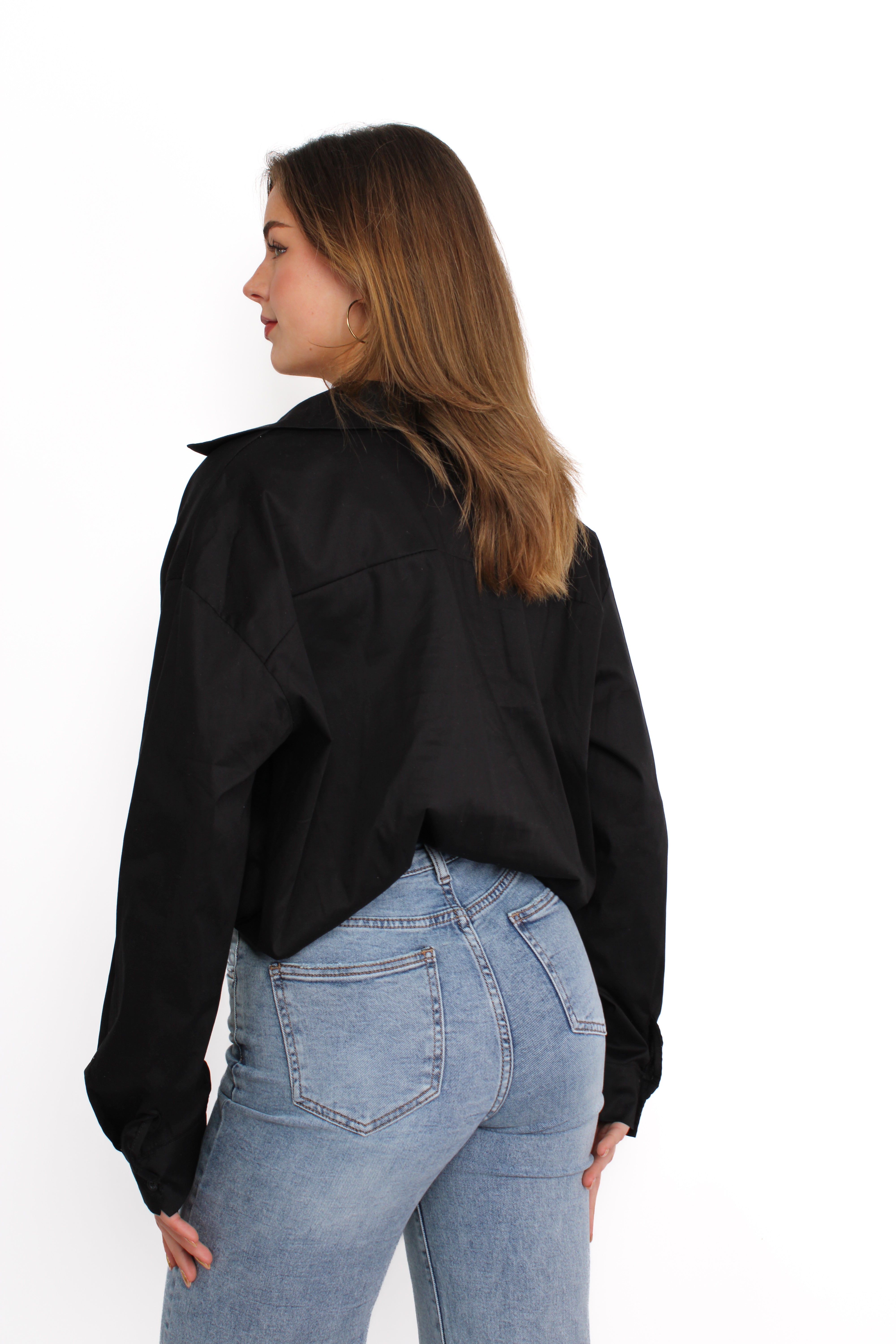 LAYERED LACE BLOUSE - BLACK