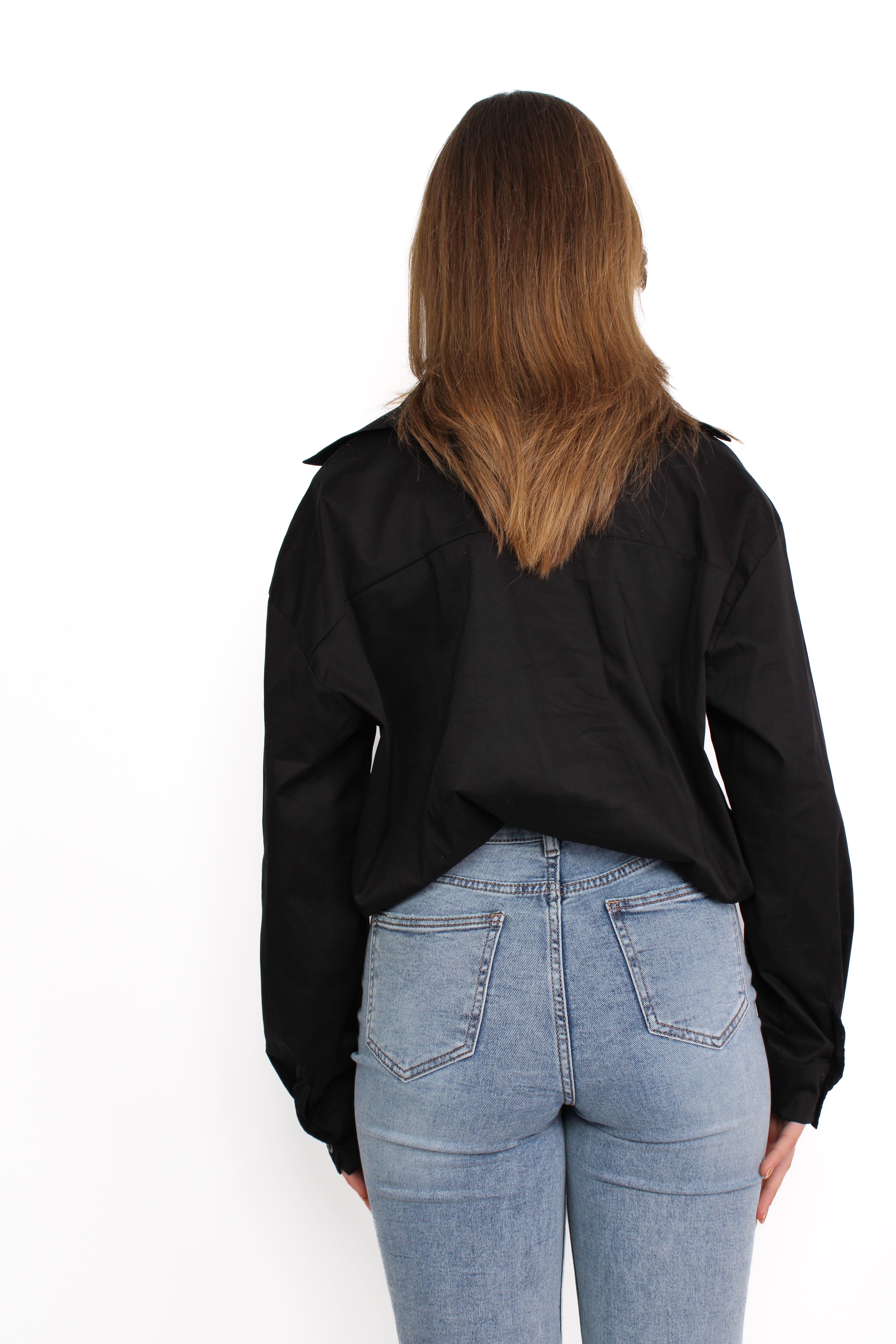 LAYERED LACE BLOUSE - BLACK