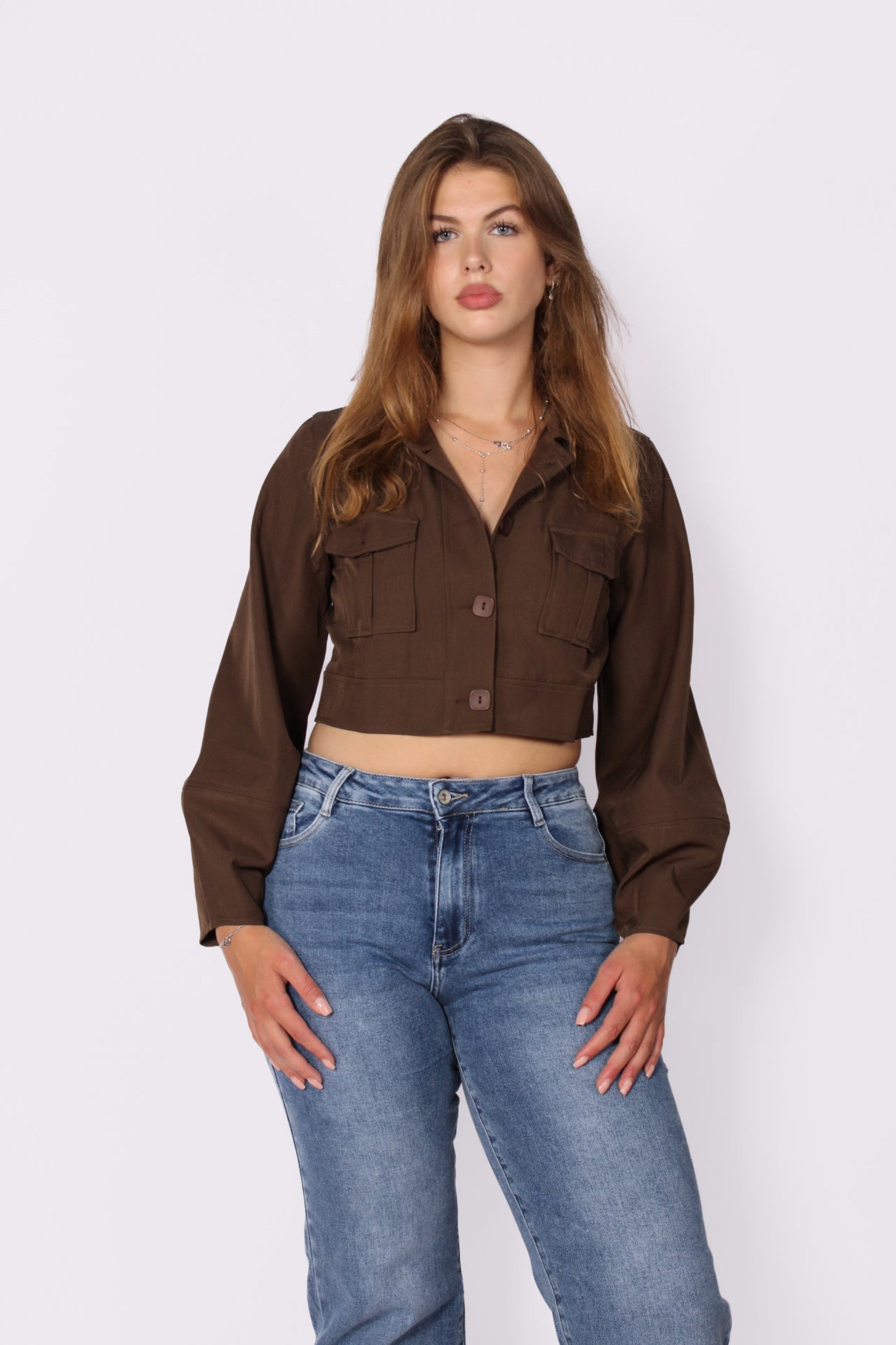 Cropped Jacket 1552 - Brown