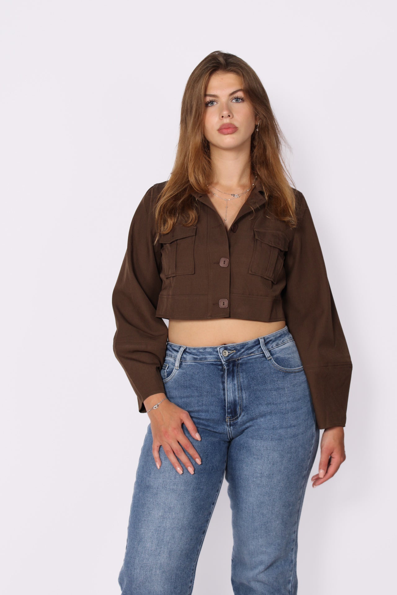 Cropped Jacket 1552 - Brown