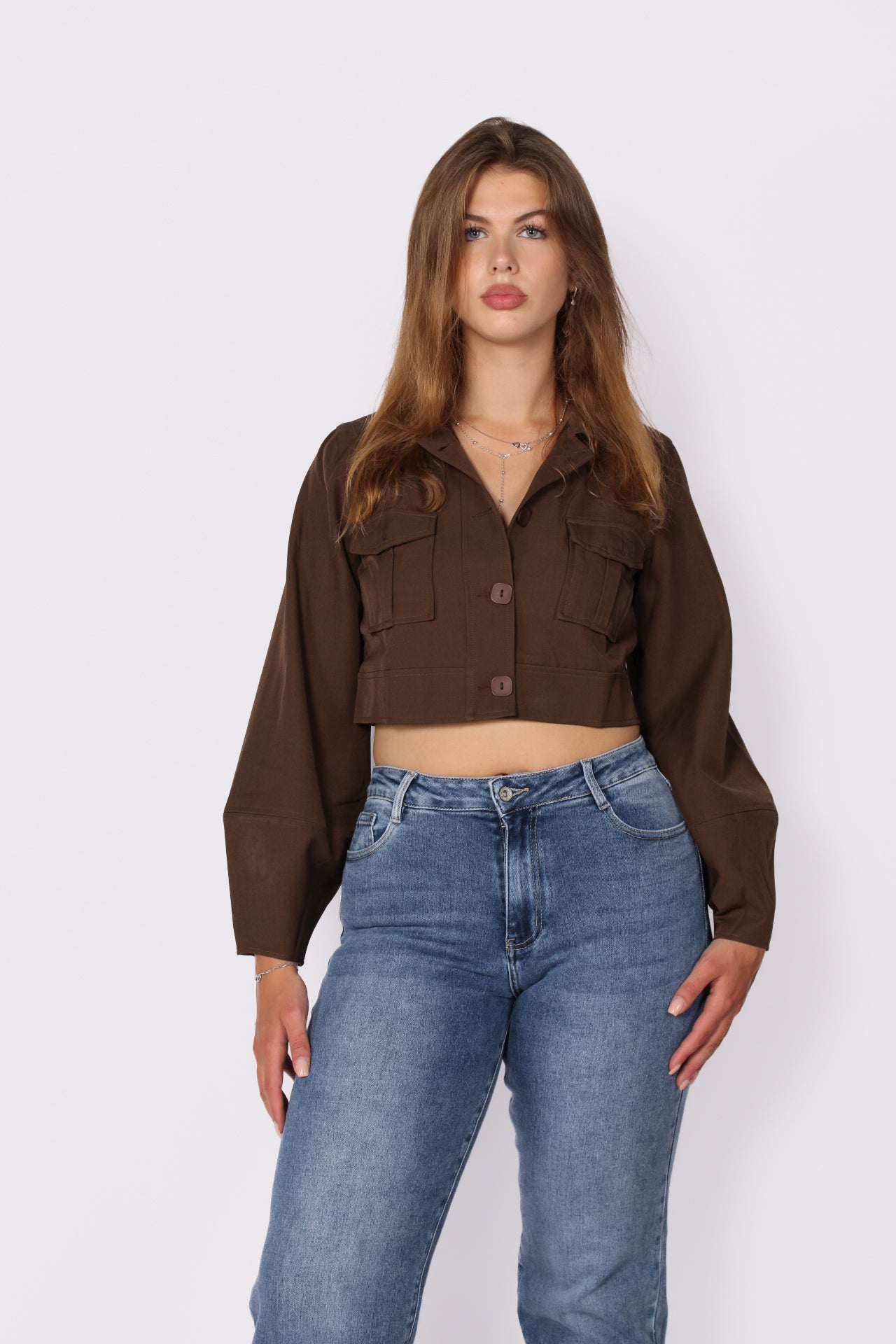 Cropped Jacket 1552 - Brown