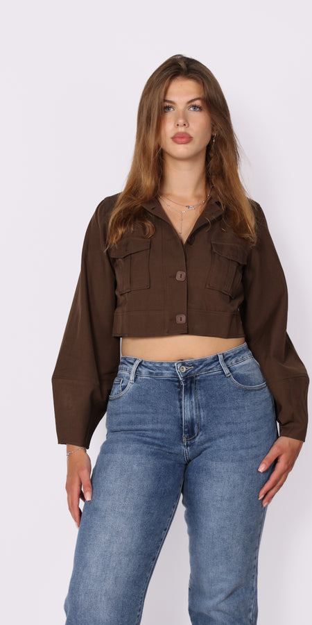Cropped Jacket 1552 - Brown