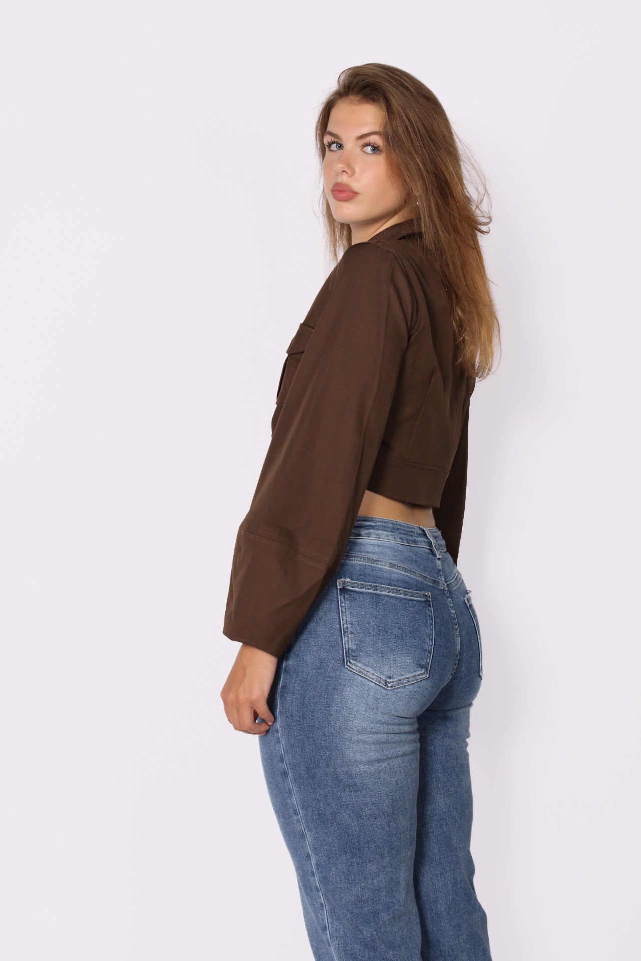 Cropped Jacket 1552 - Brown