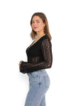 WILD ROMANCE LACE TOP - BLACK