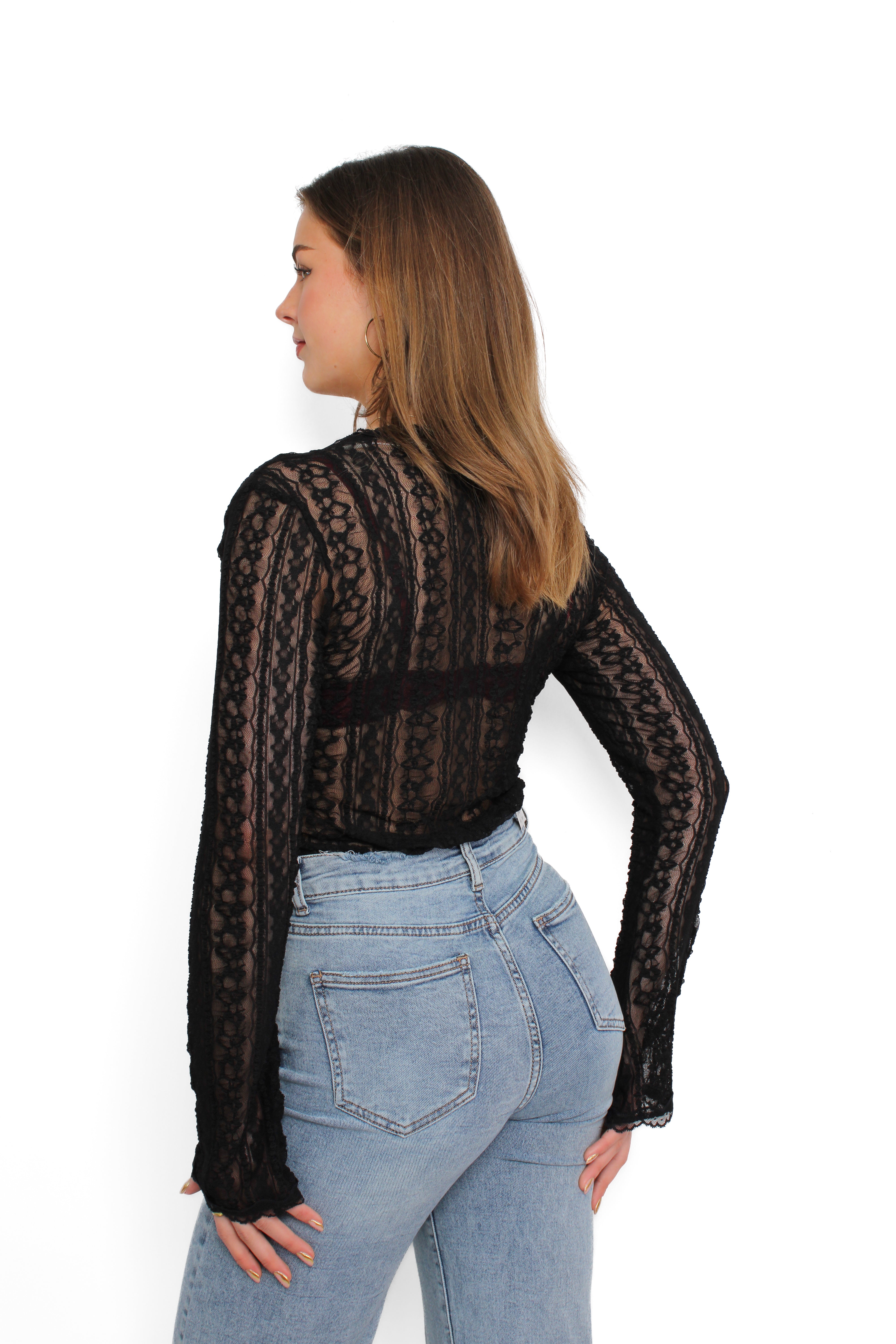 WILD ROMANCE LACE TOP - BLACK