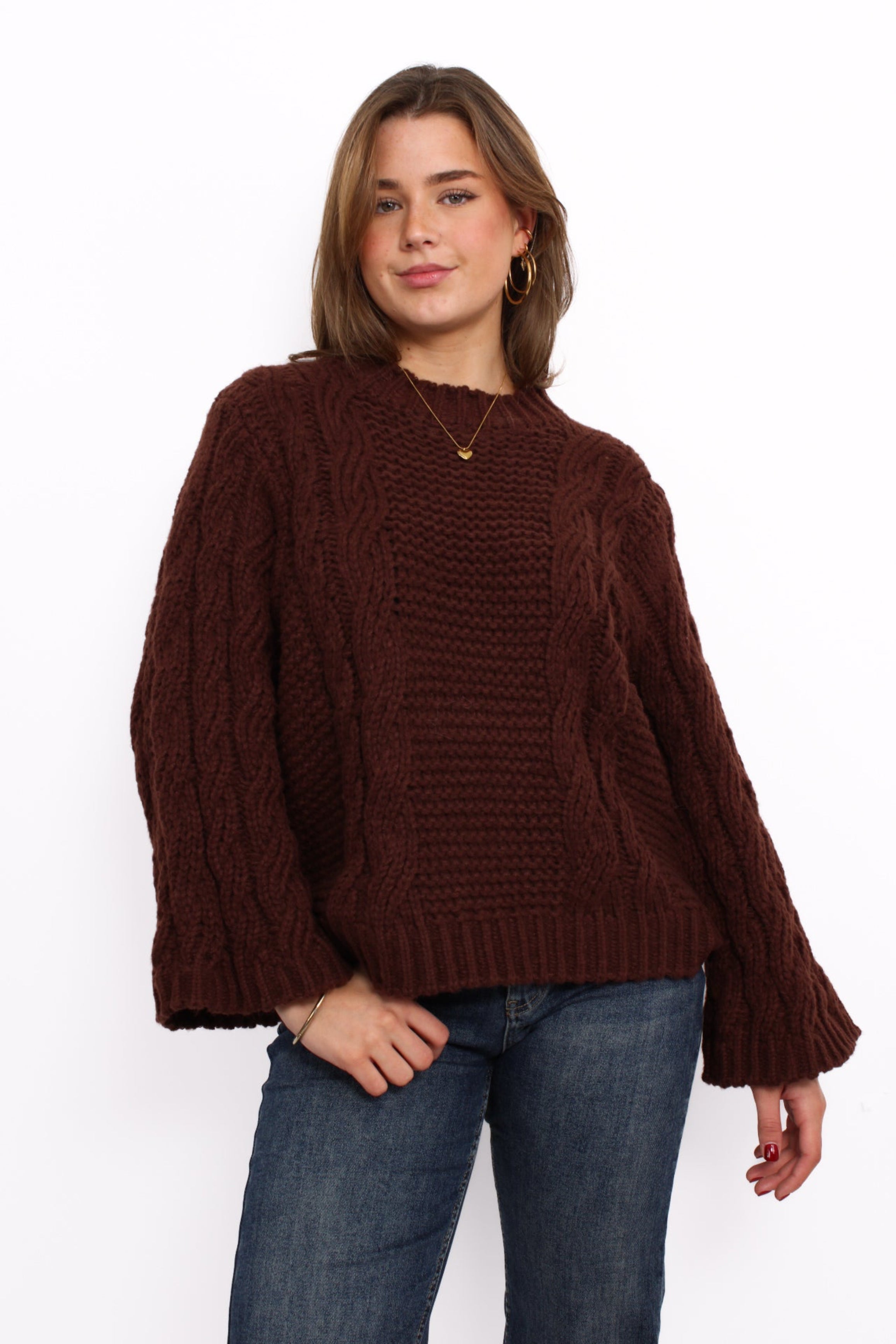 MILEY CABLE KNIT - BROWN