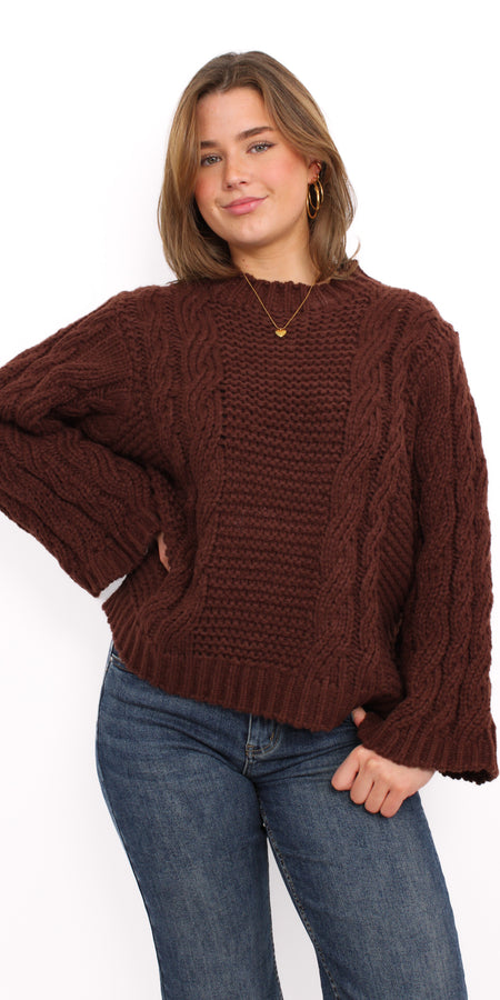 MILEY CABLE KNIT - BROWN