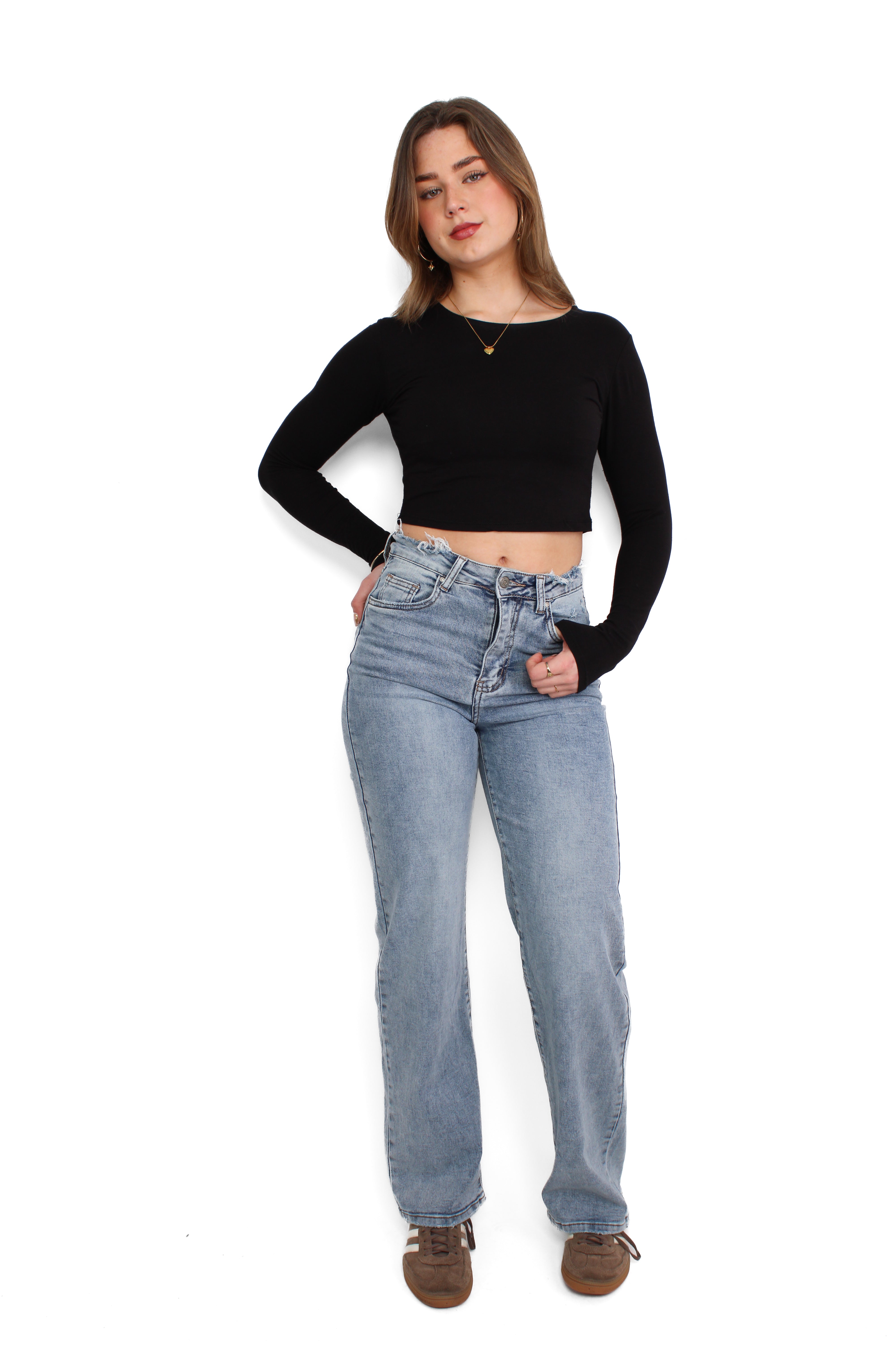 WIDE LEG DESTROYED JEANS 5372 - DENIM