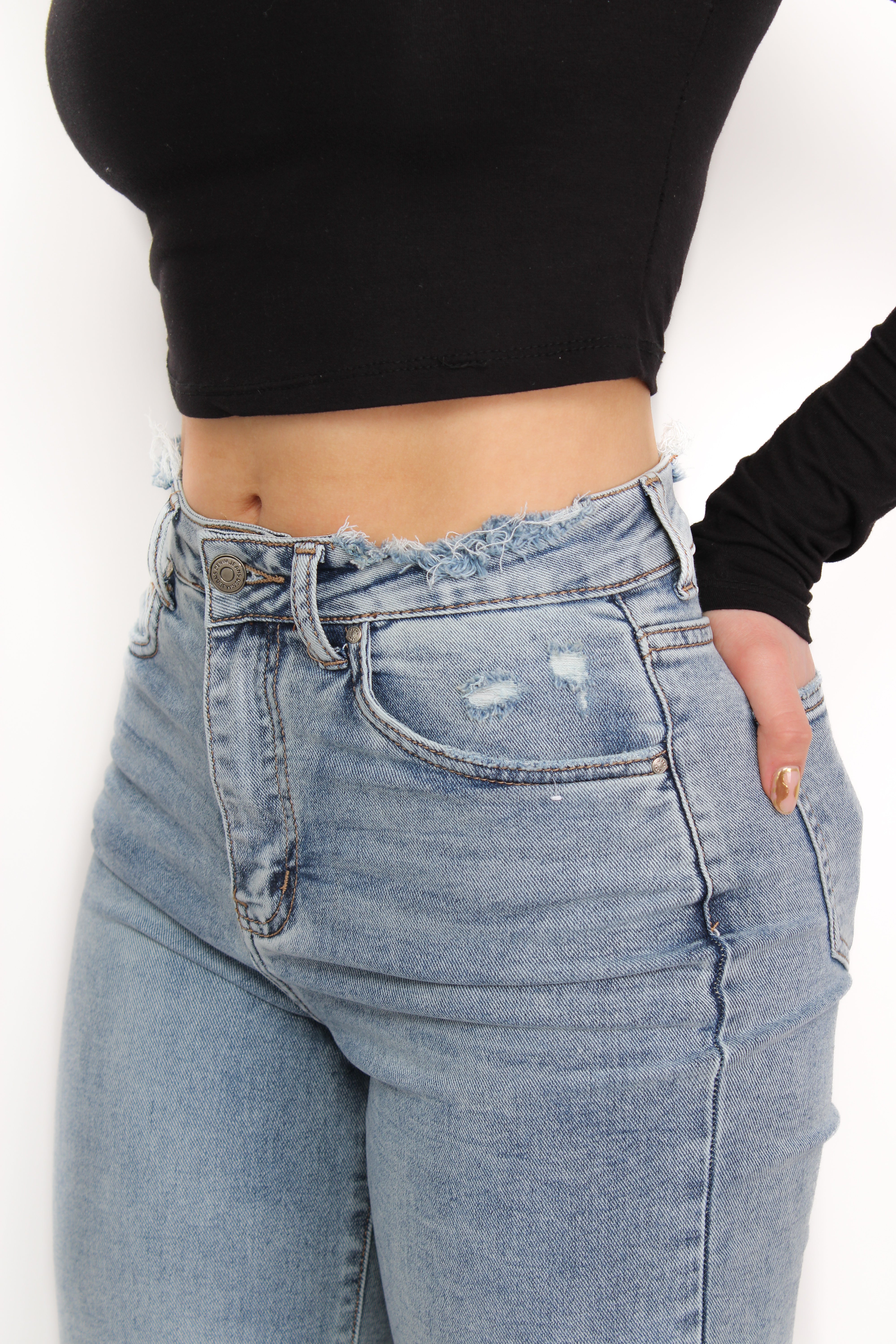 WIDE LEG DESTROYED JEANS 5372 - DENIM