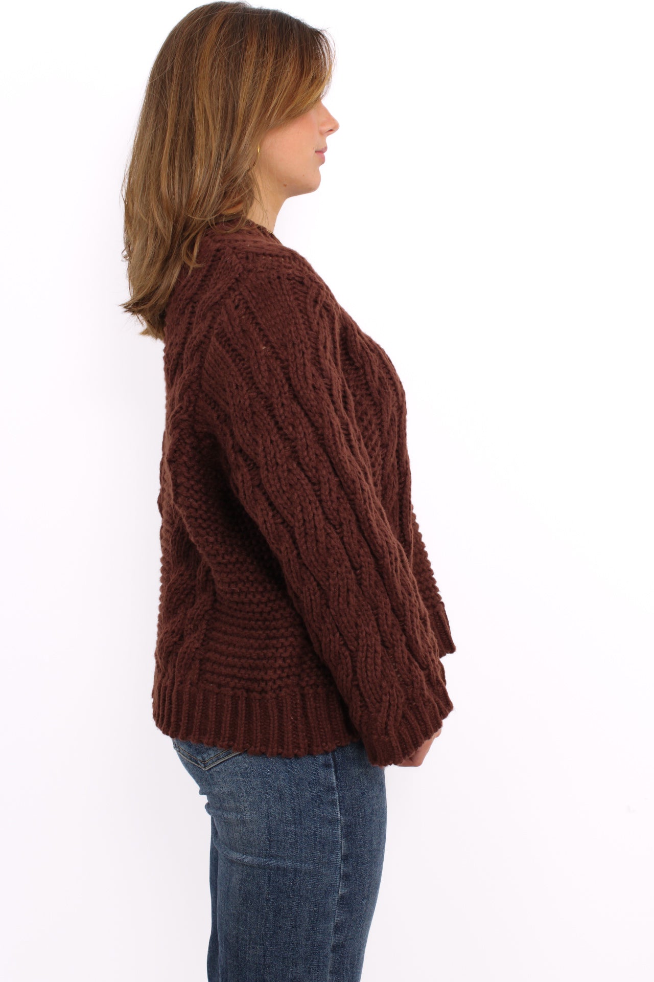 MILEY CABLE KNIT - BROWN