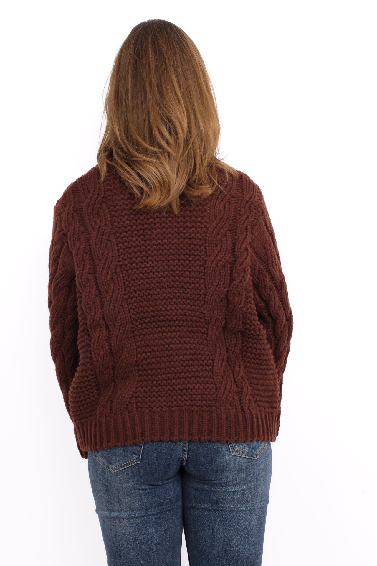 MILEY CABLE KNIT - BROWN