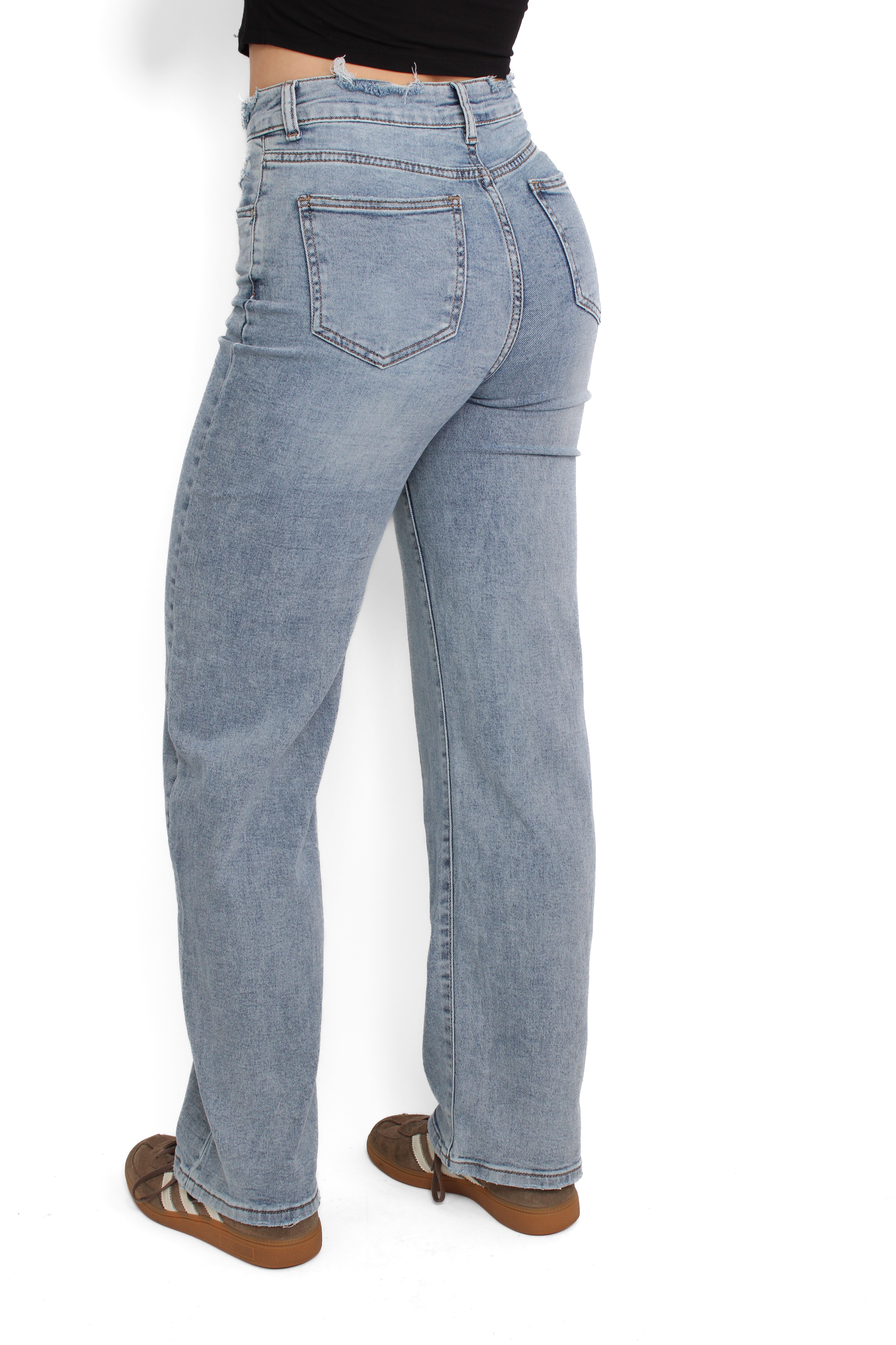 WIDE LEG DESTROYED JEANS 5372 - DENIM