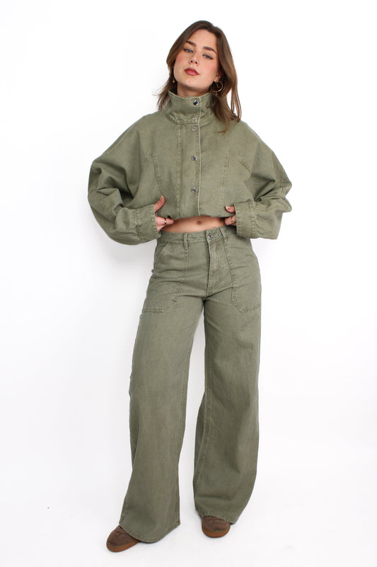 WIDE LEG JEANS 0686 - SAGE GREEN