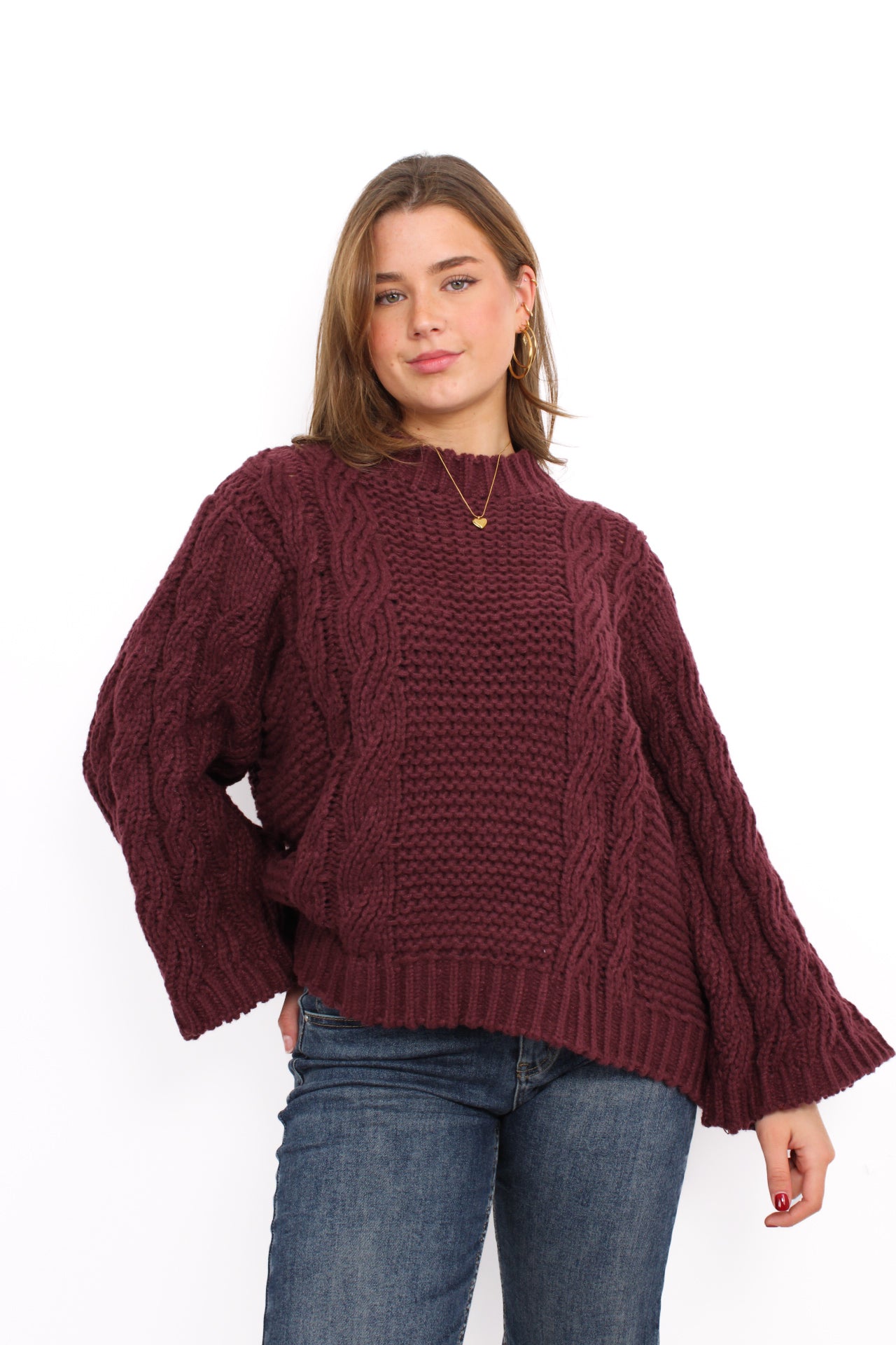 MILEY CABLE KNIT - PLUM