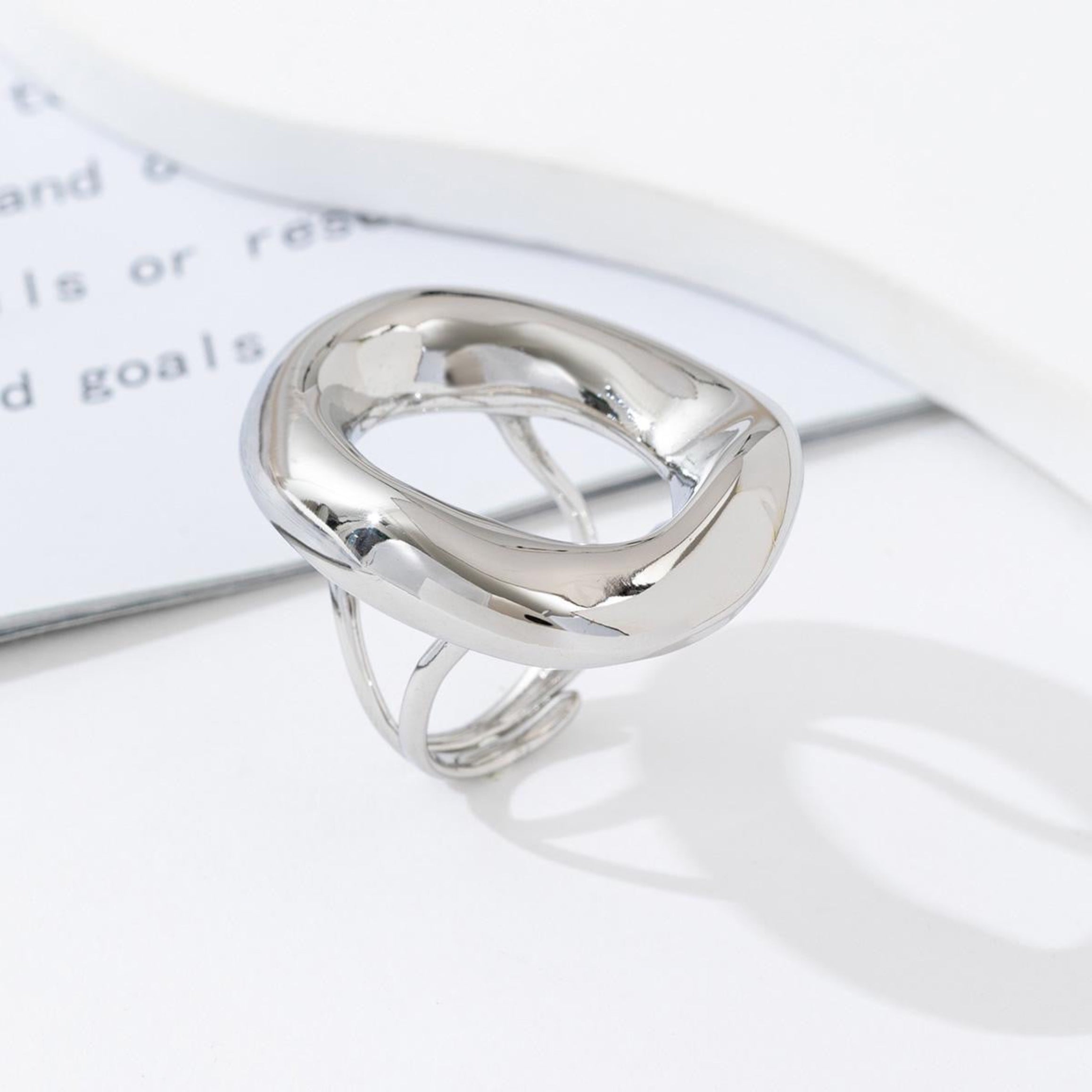 WAVY HALO RING BIG - SILVER