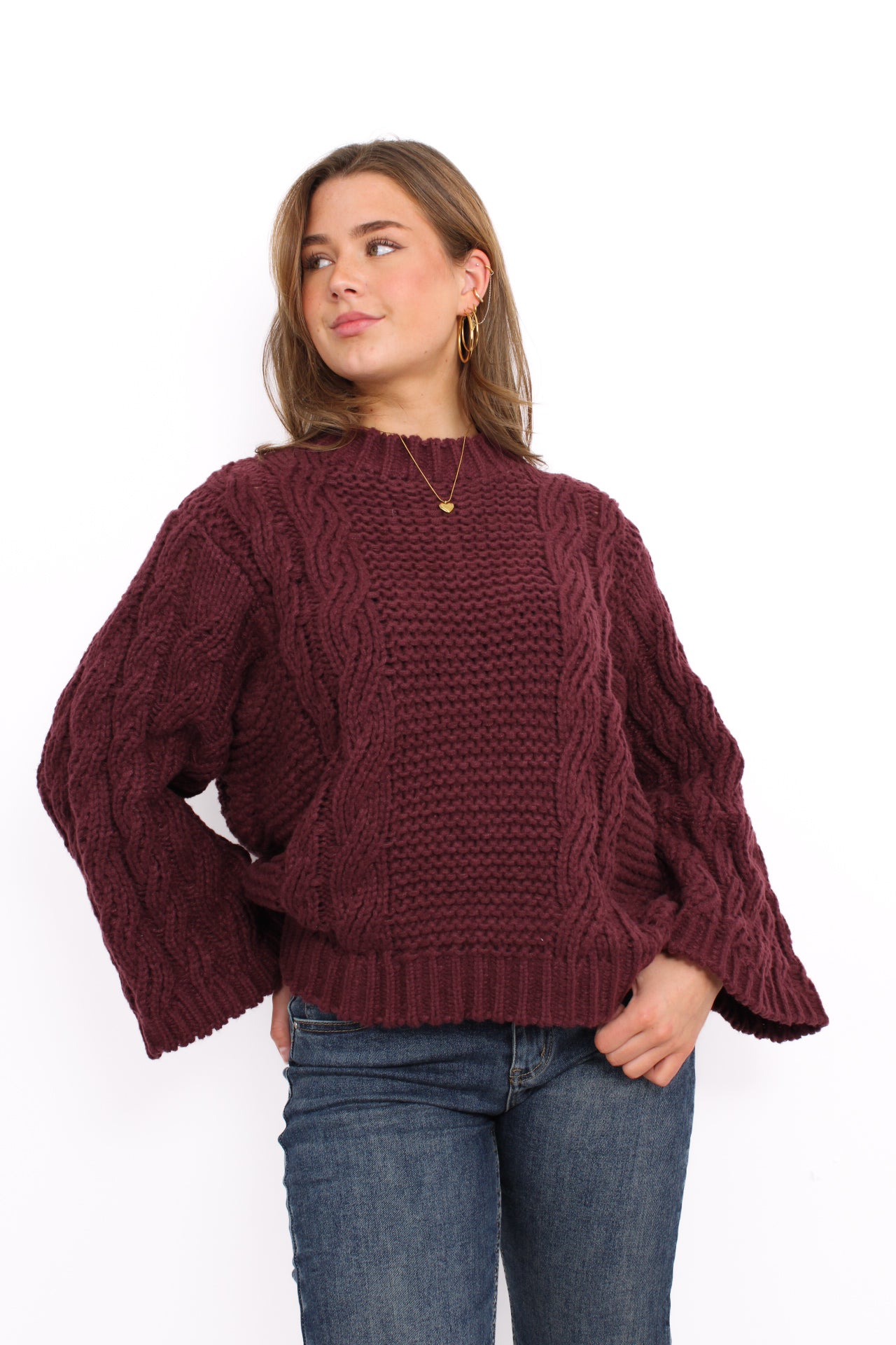 MILEY CABLE KNIT - PLUM