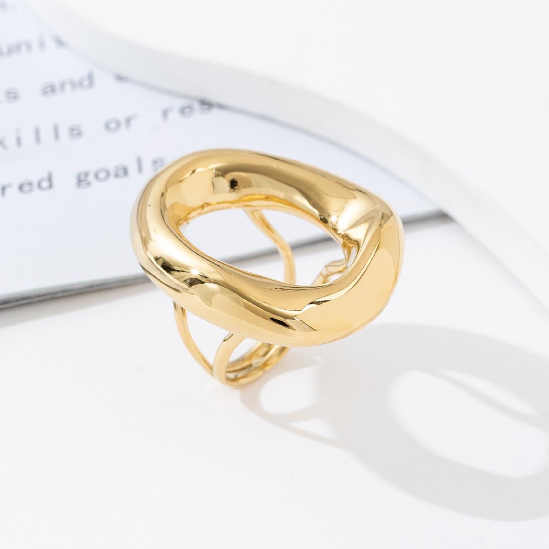 WAVY HALO RING BIG - GOLD