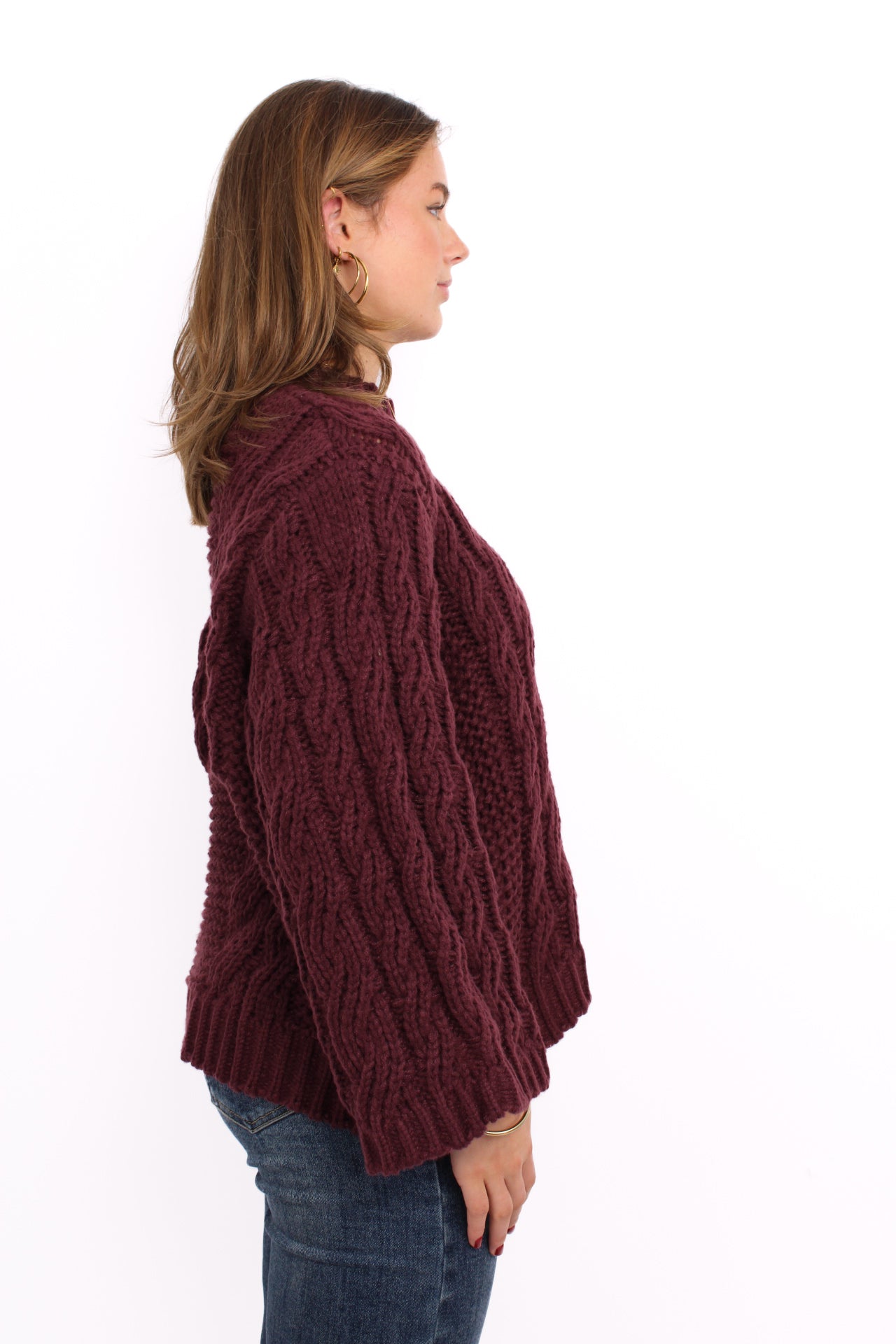 MILEY CABLE KNIT - PLUM