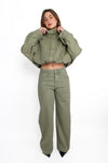 WIDE LEG JEANS 0686 - SAGE GREEN