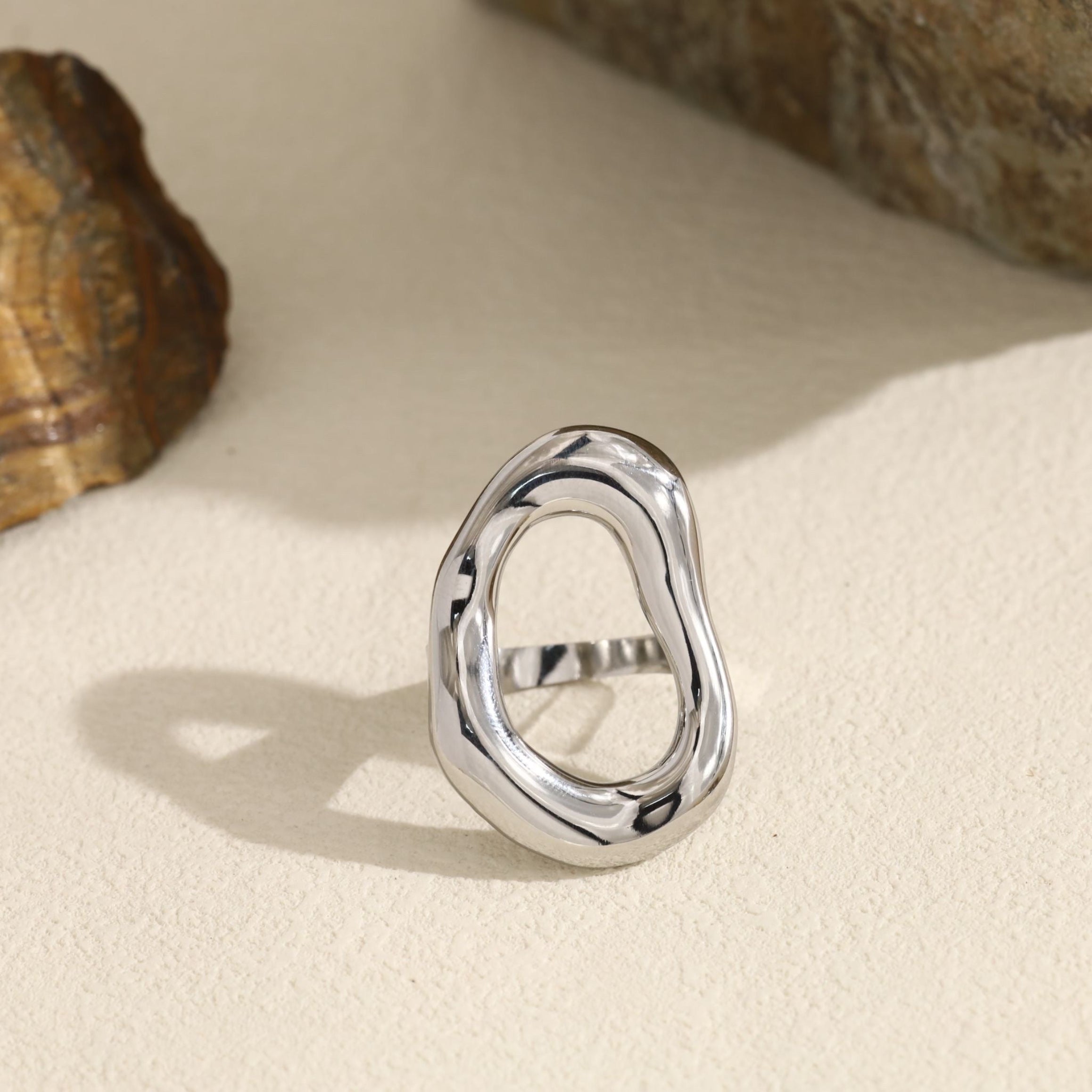 WAVY HALO RING SMALL - SILVER
