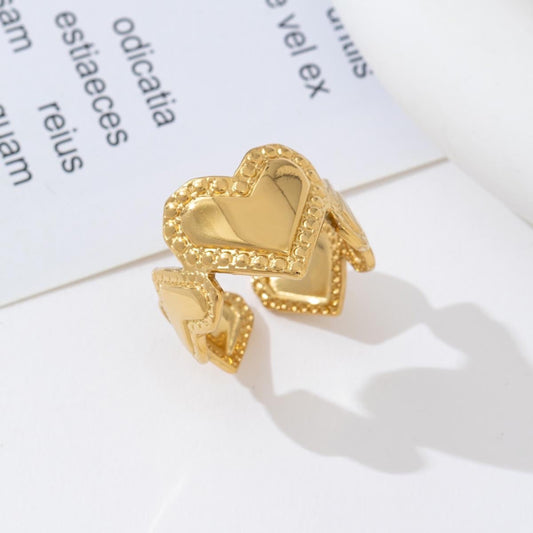 HEART STACK RING - GOLD