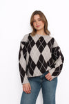ARGYLE SWEATER - TAUPE