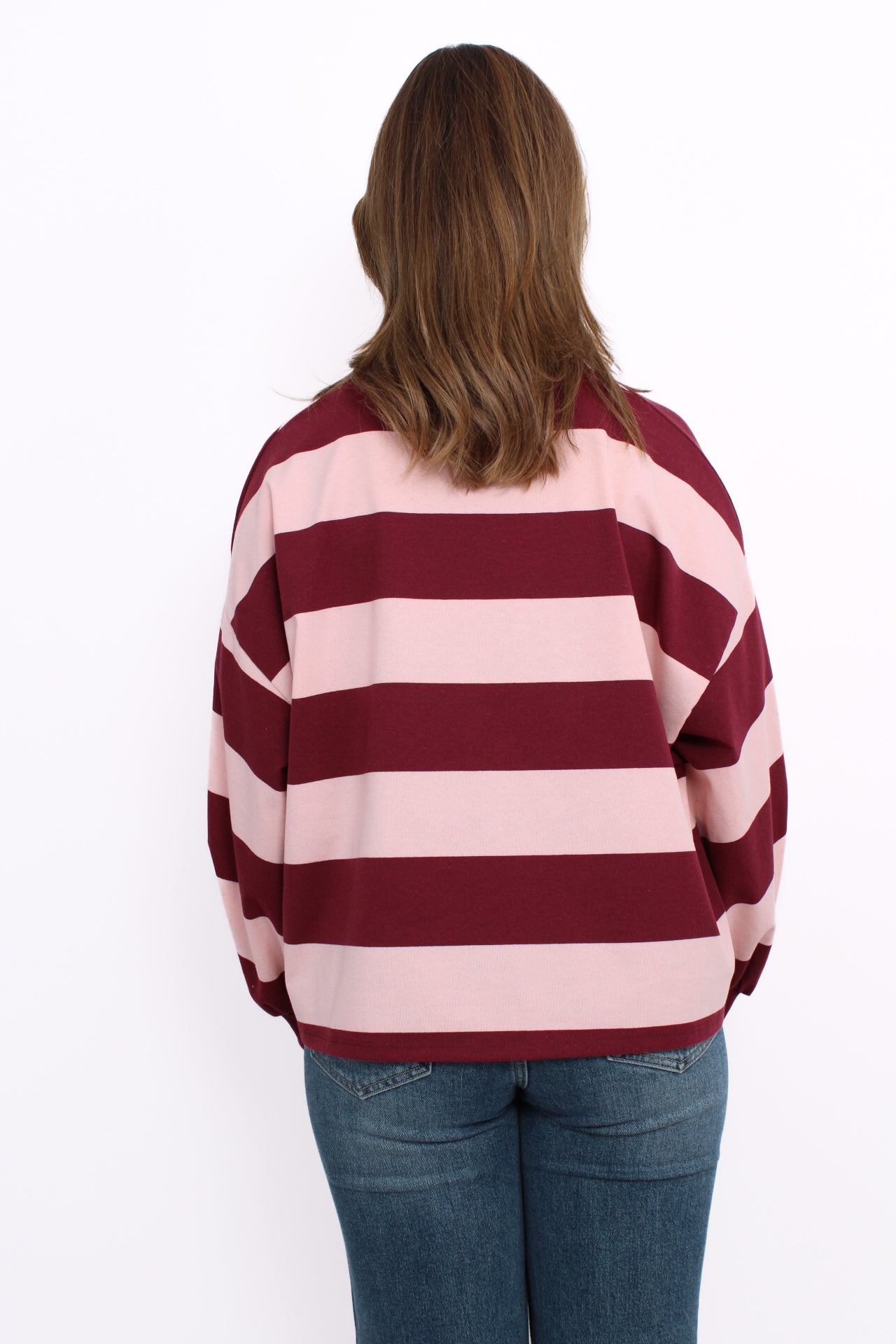 AVERY STRIPE SWEATER - BORDEAUX
