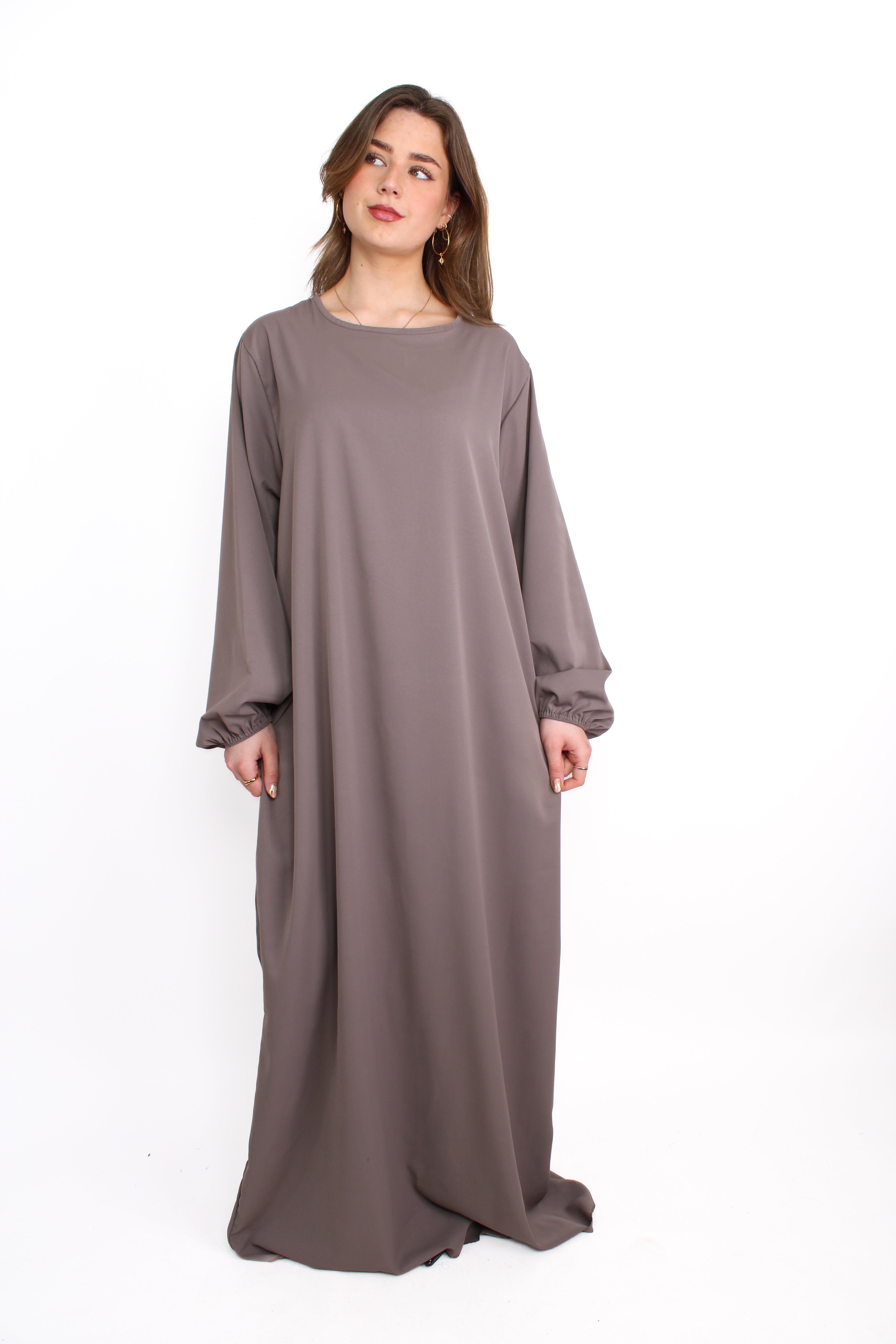 ''TALL'' SILKY ABAYA - TAUPE