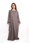 ''TALL'' SILKY ABAYA - TAUPE