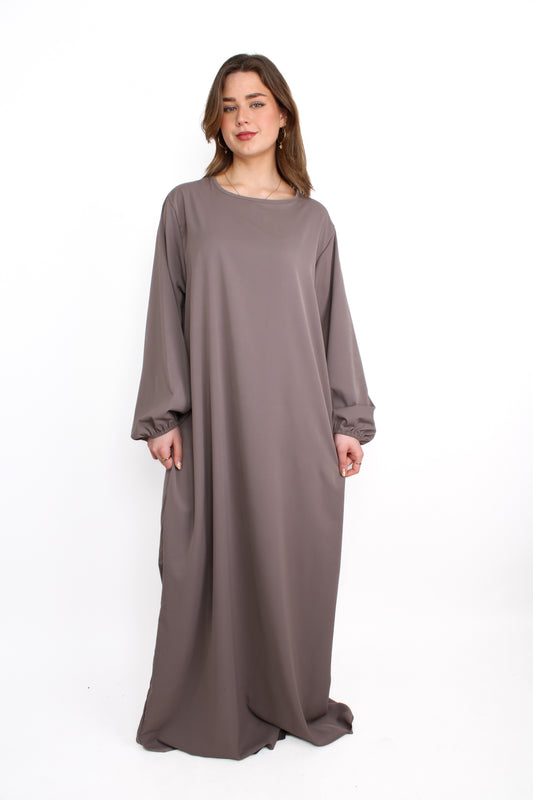 ''TALL'' SILKY ABAYA - TAUPE
