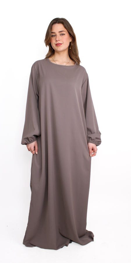 ''TALL'' SILKY ABAYA - TAUPE