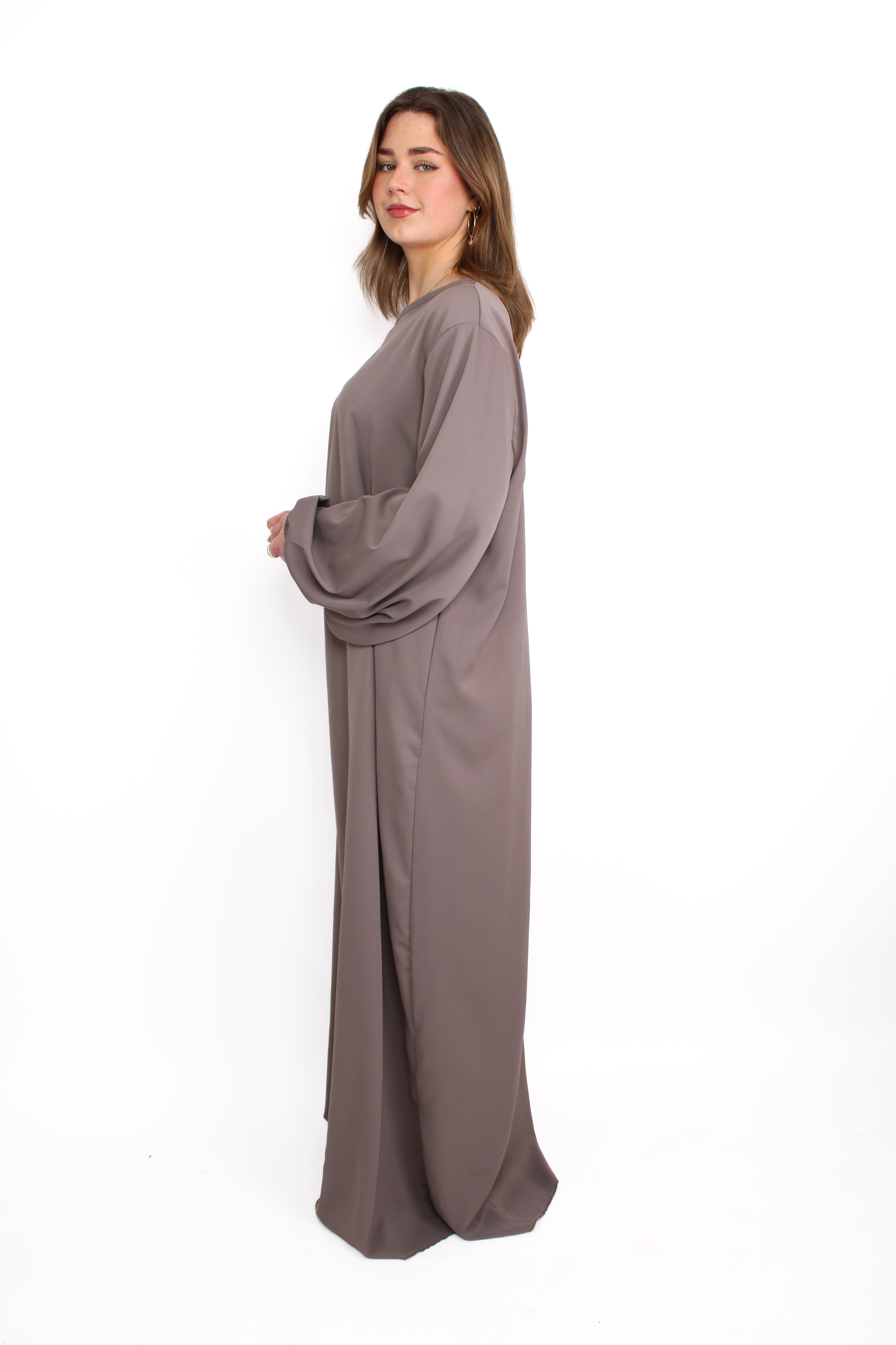 ''TALL'' SILKY ABAYA - TAUPE
