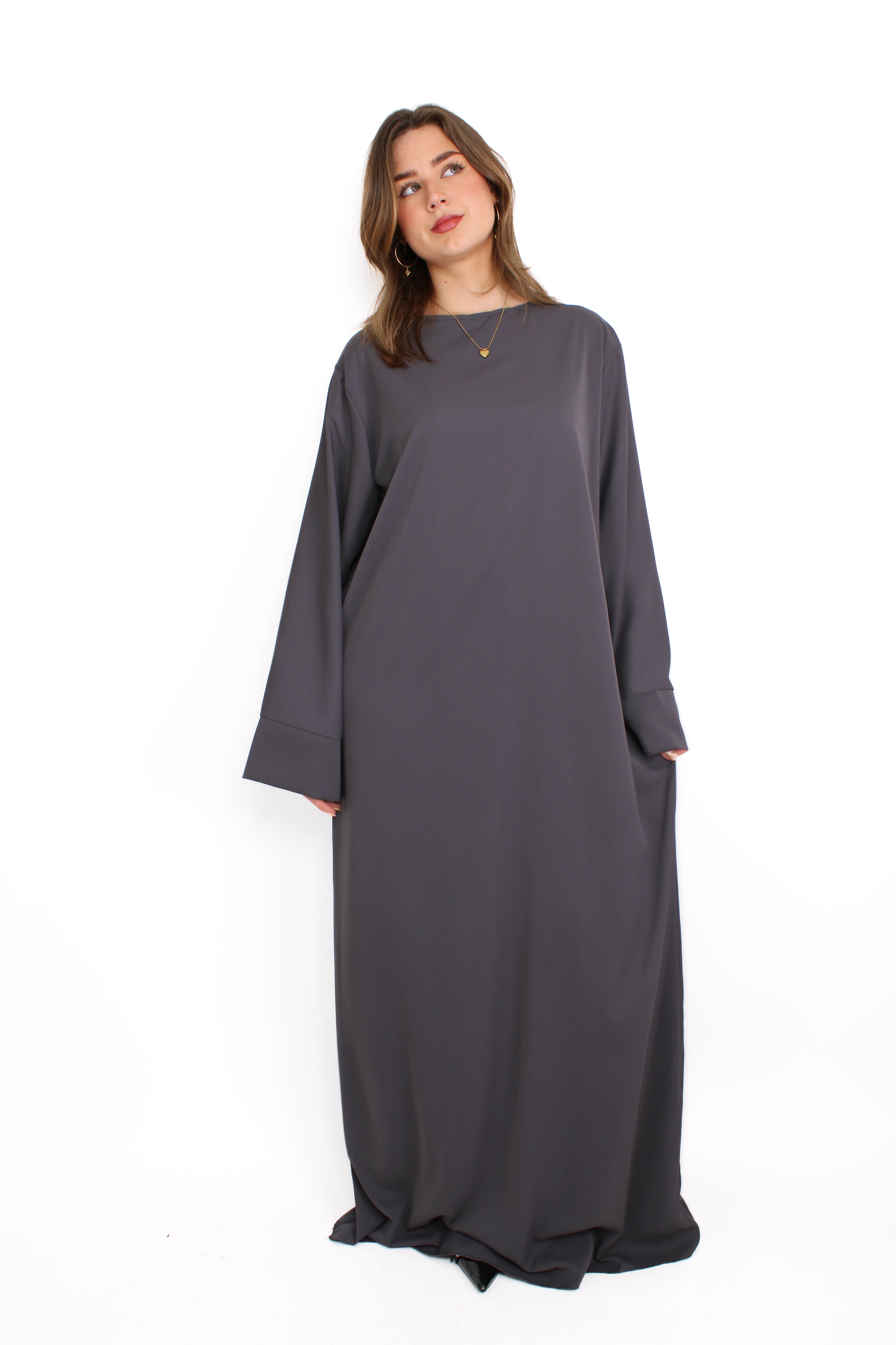 ''TALL'' MERVE SILKY DRESS - DARK GREY