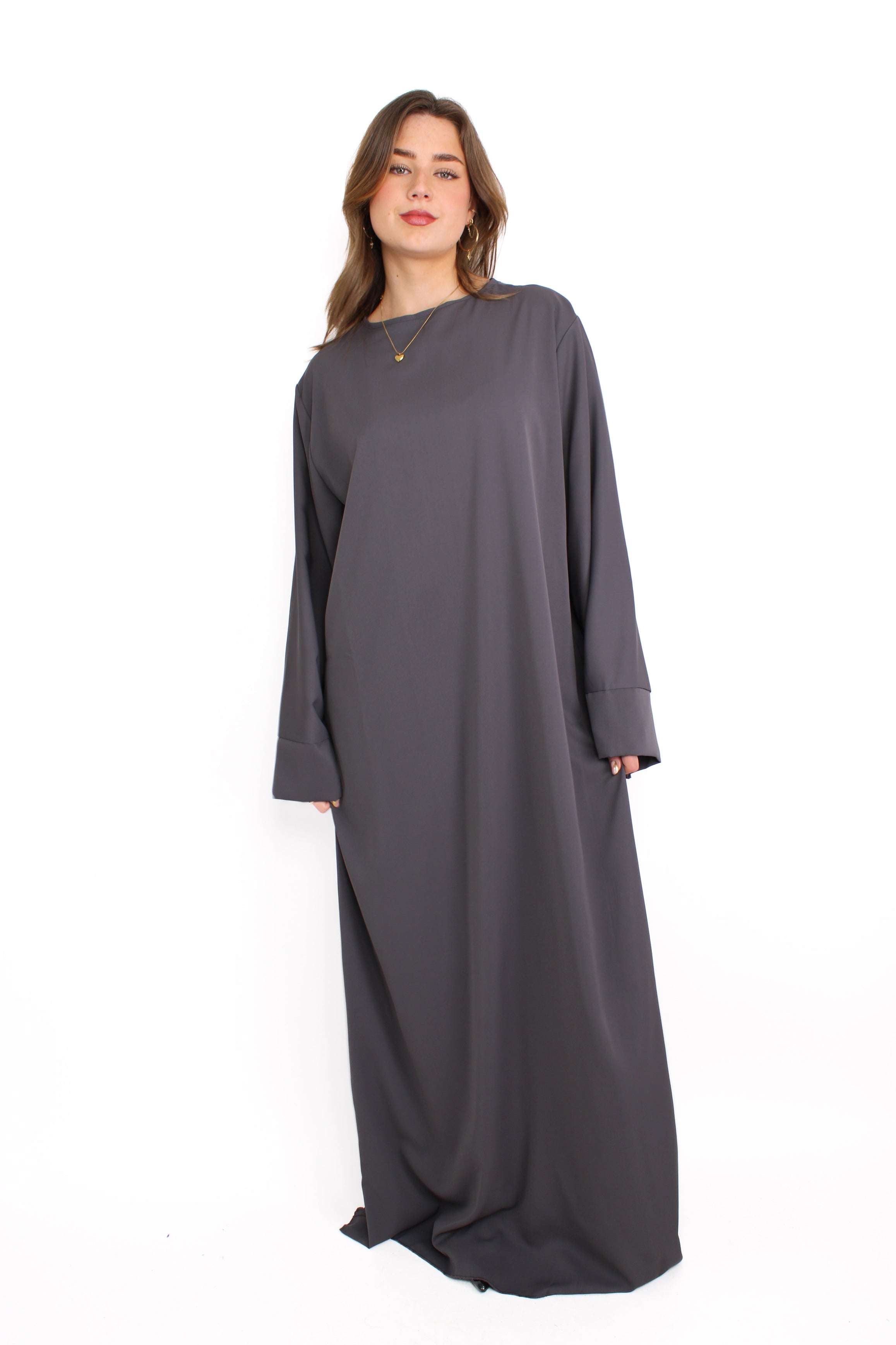 ''TALL'' MERVE SILKY DRESS - DARK GREY
