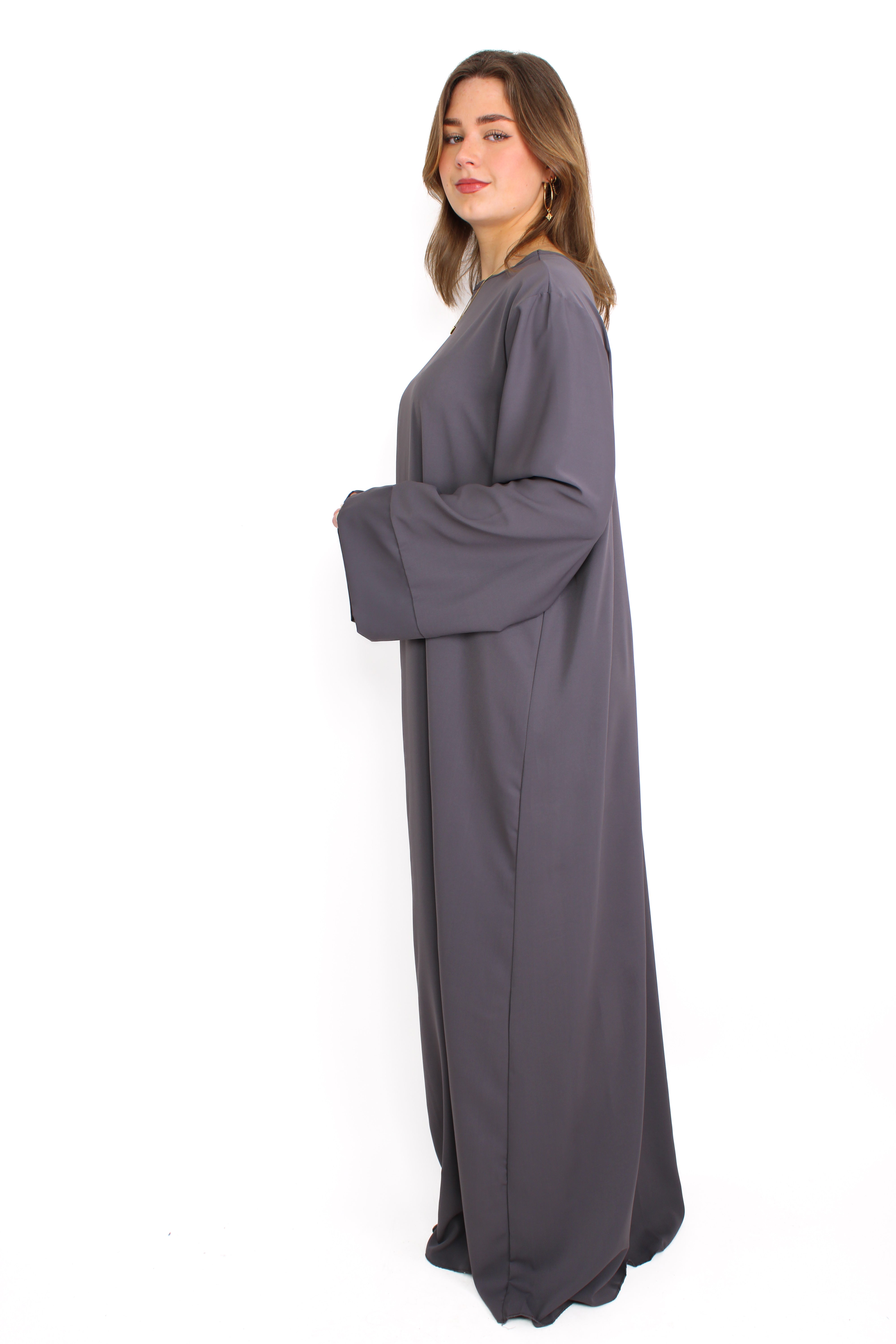 ''TALL'' MERVE SILKY DRESS - DARK GREY
