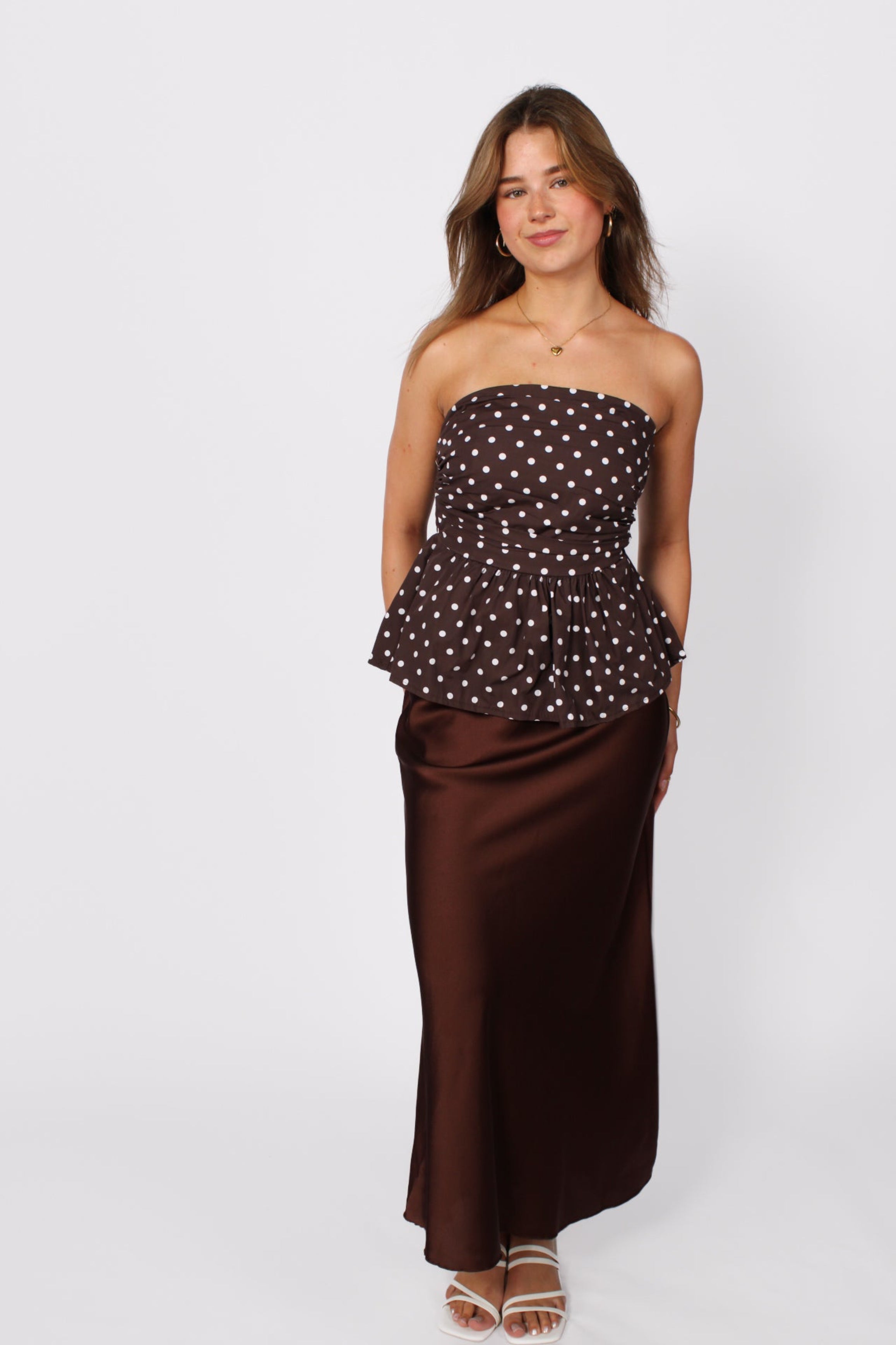 Maxi Satin Skirt - Brown
