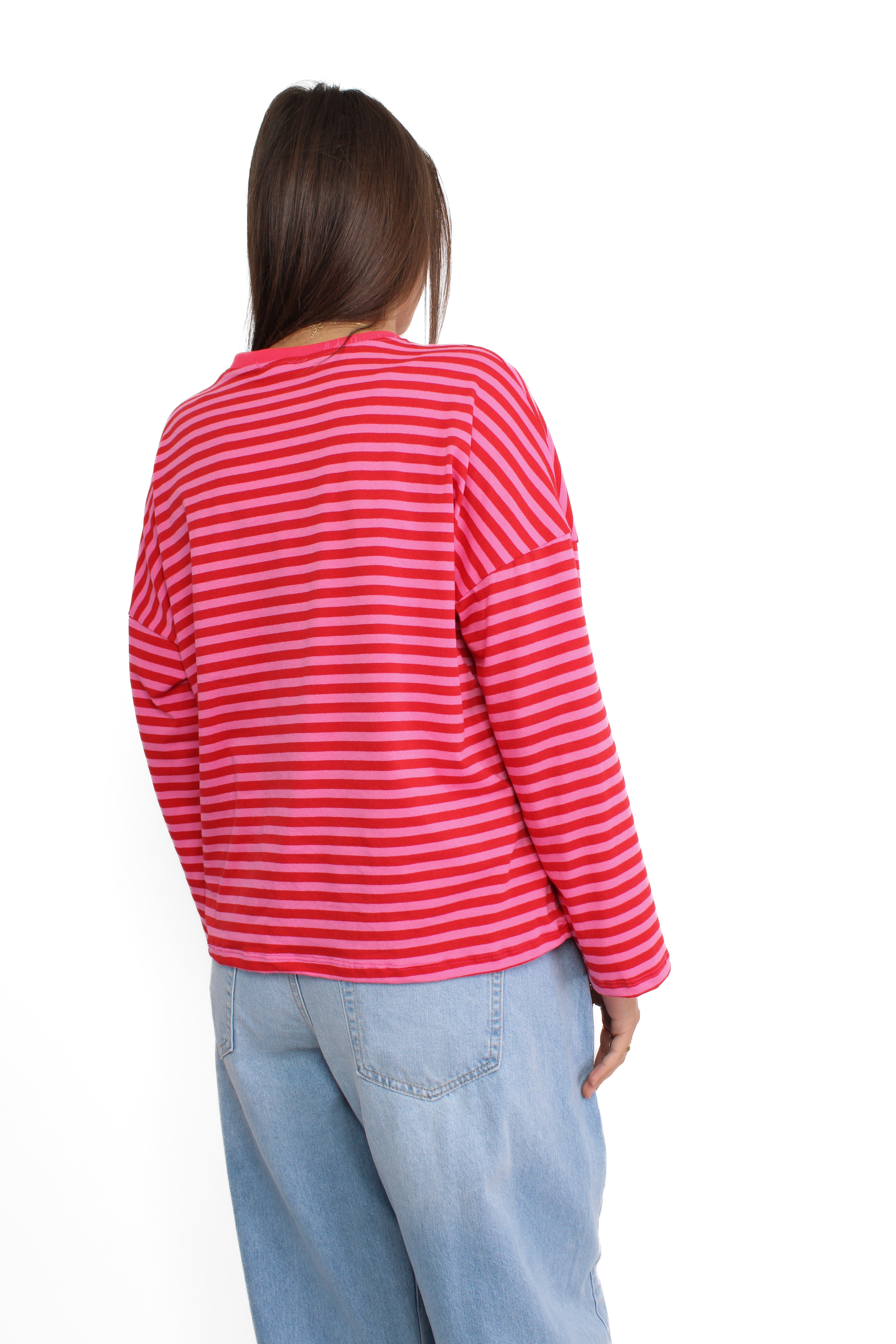 STRIPE VIBE LONG SLEEVE - RED PINK