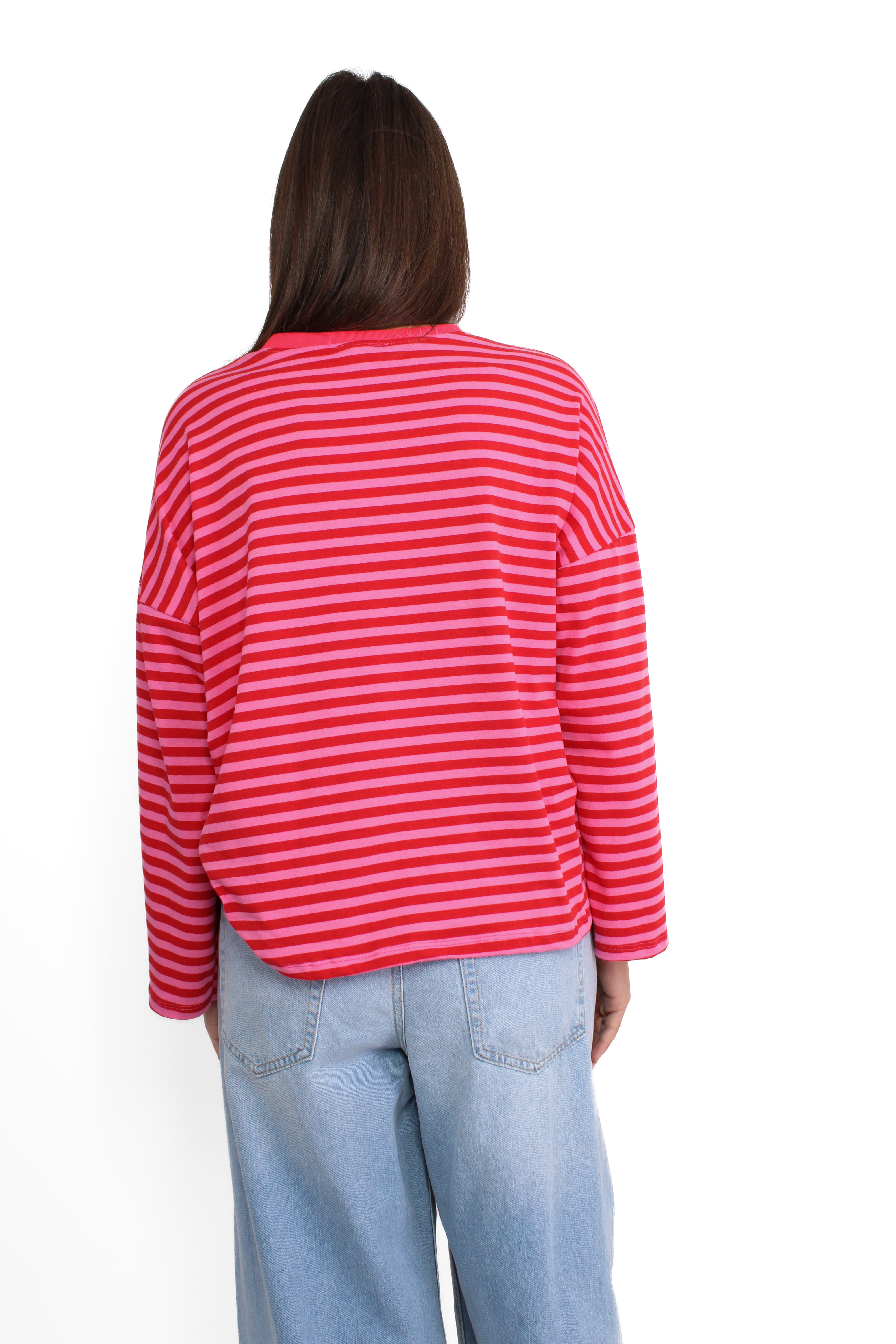 STRIPE VIBE LONG SLEEVE - RED PINK