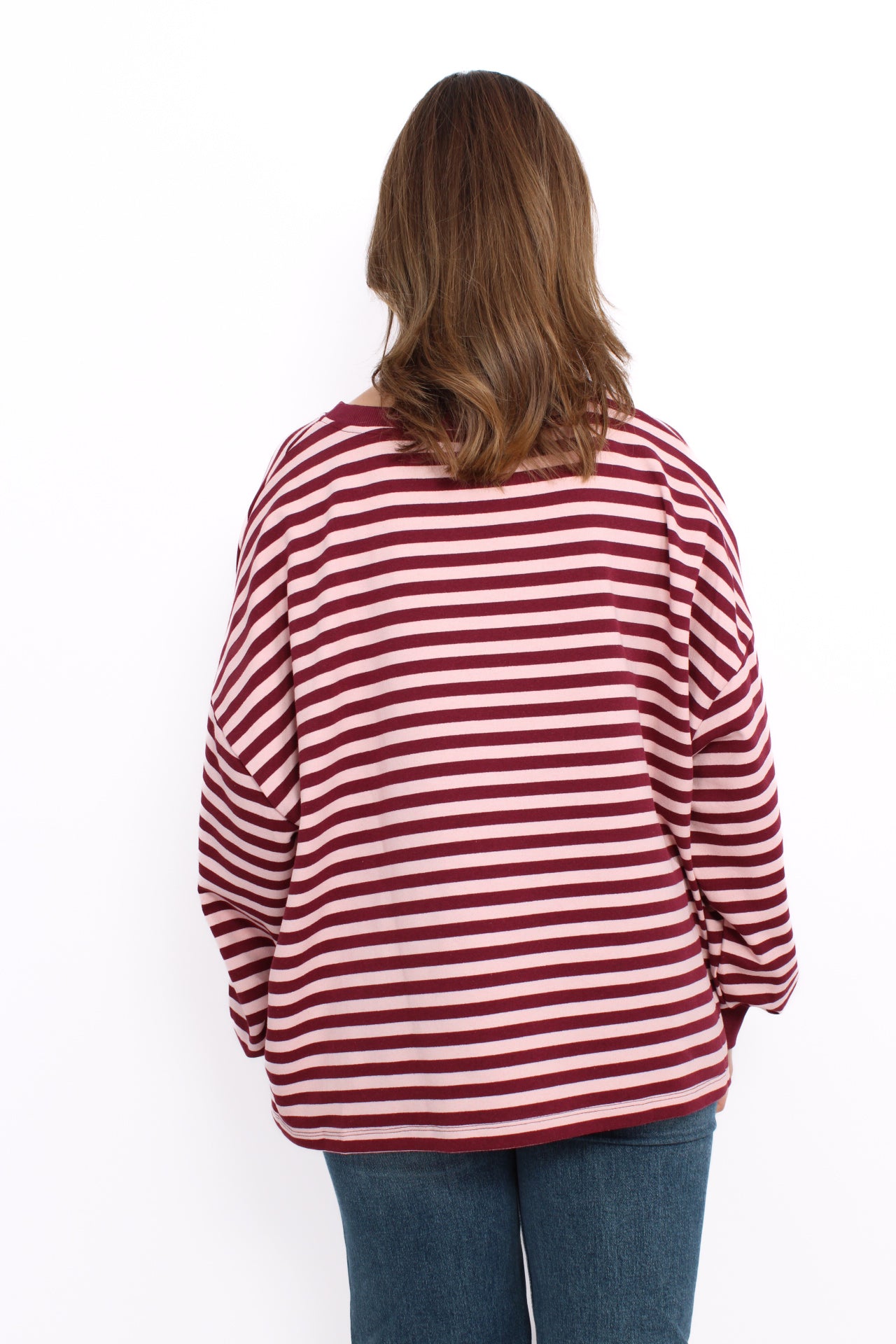 JAZZLYNN STRIPE SWEATER - BORDEAUX