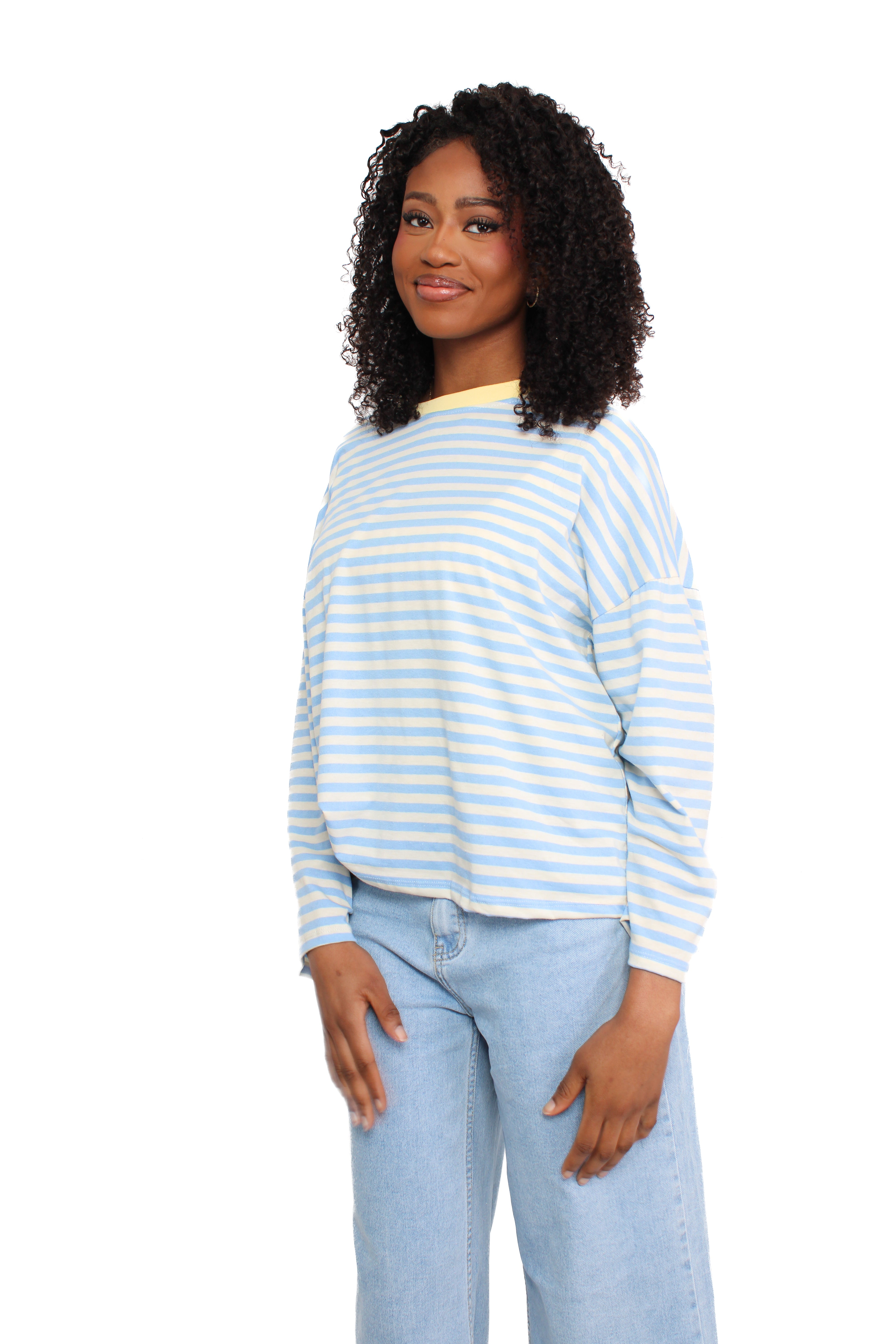 STRIPE VIBE LONG SLEEVE - SKY BLUE