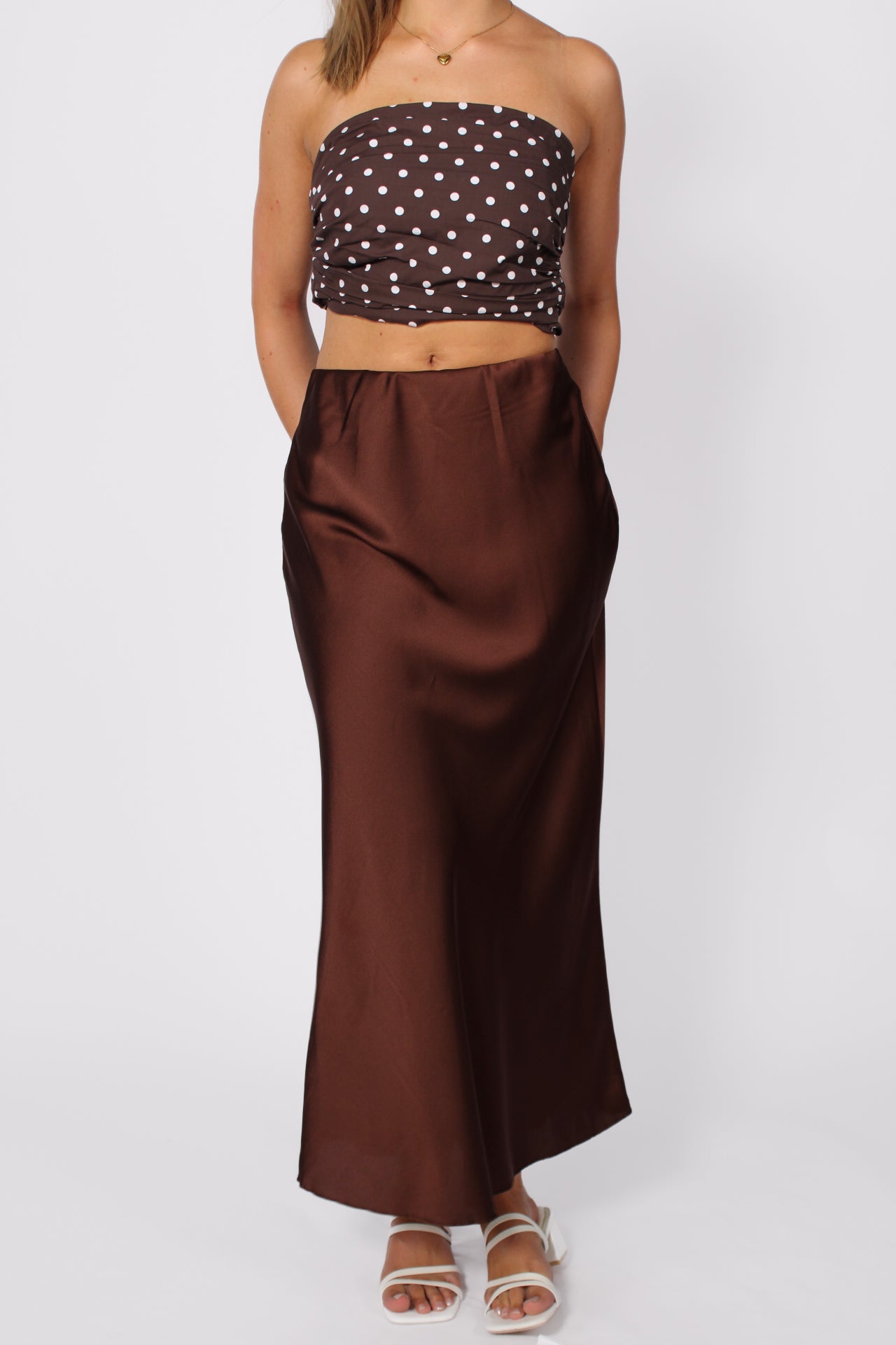 Maxi Satin Skirt - Brown