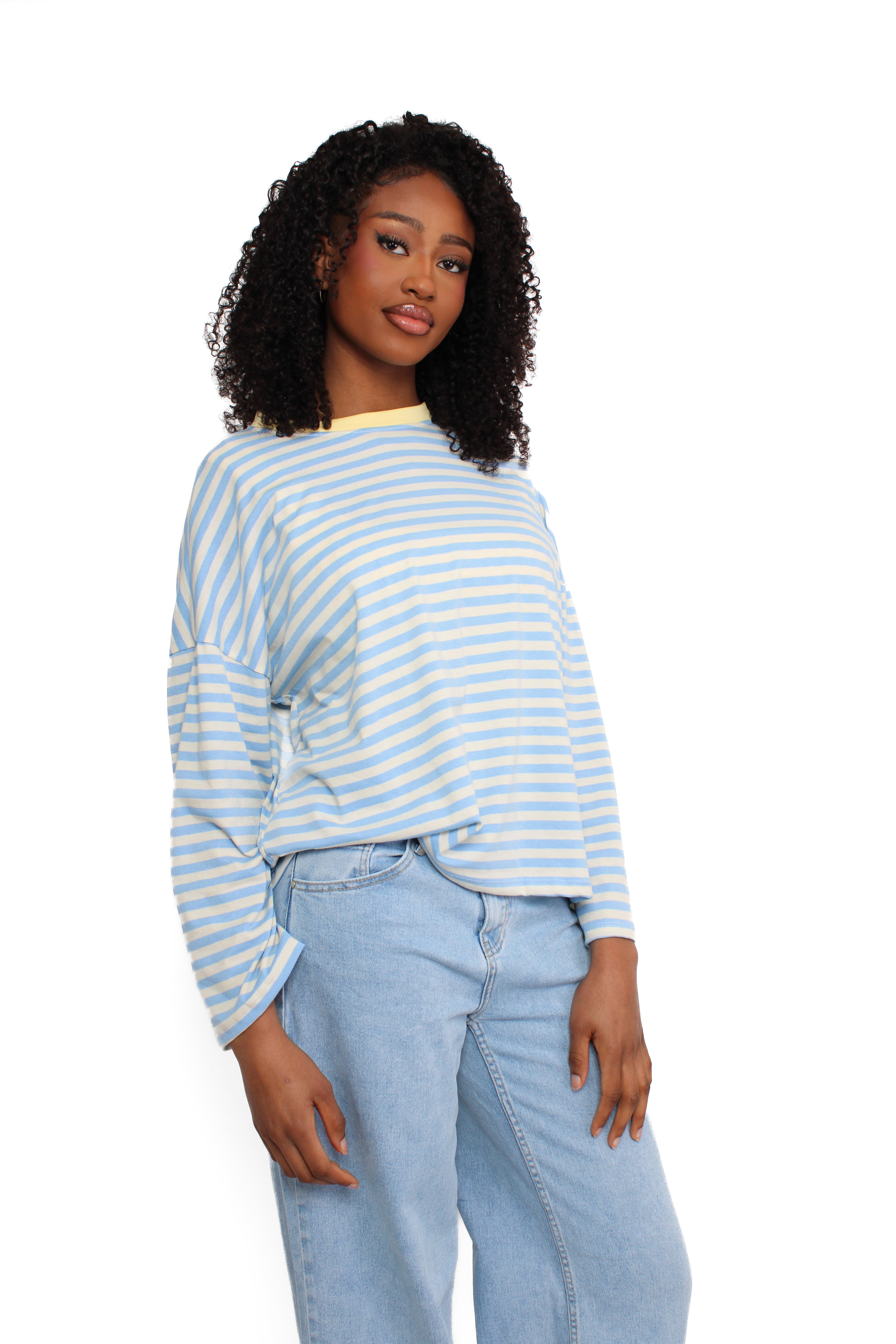 STRIPE VIBE LONG SLEEVE - SKY BLUE