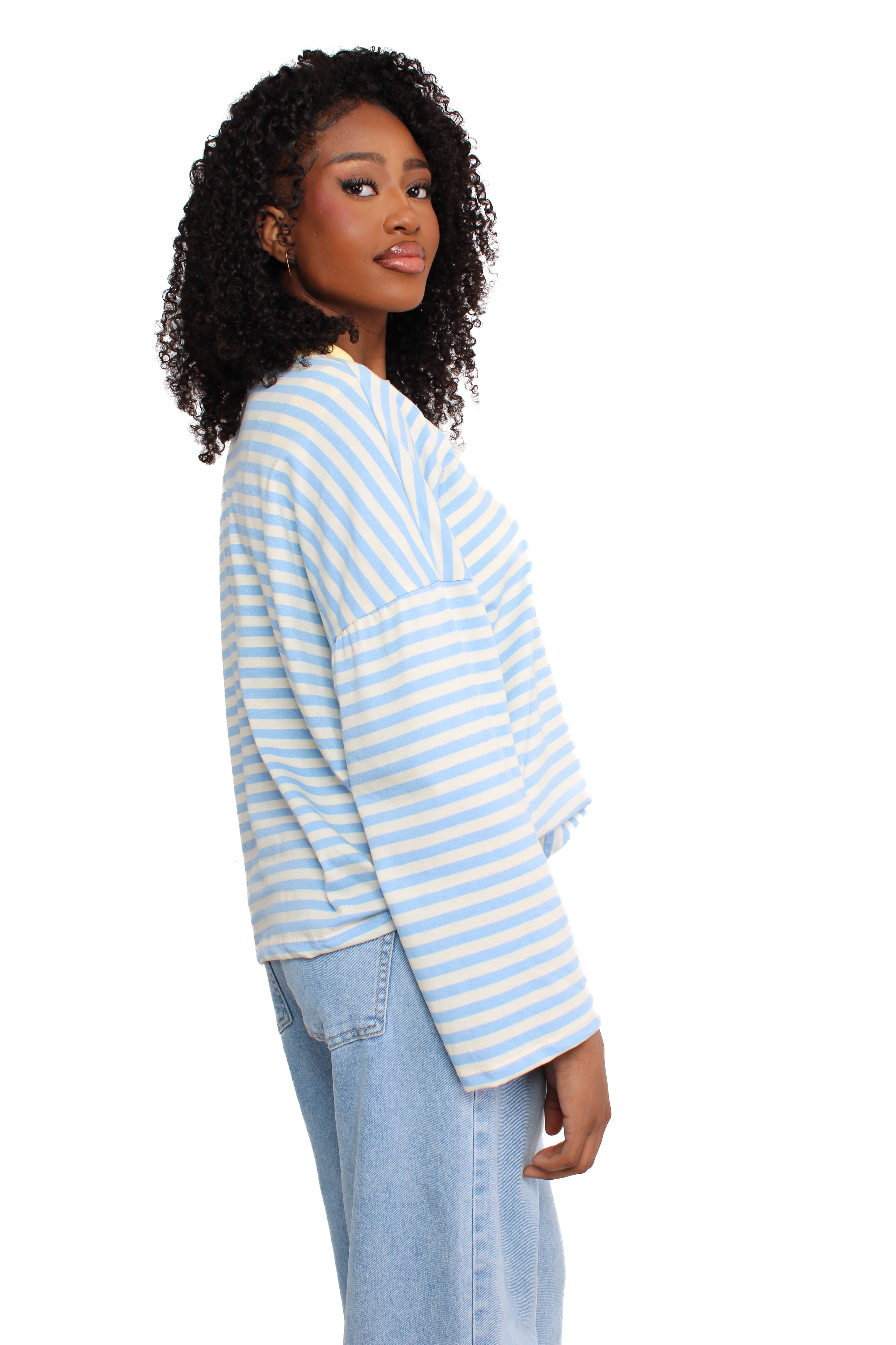 STRIPE VIBE LONG SLEEVE - SKY BLUE