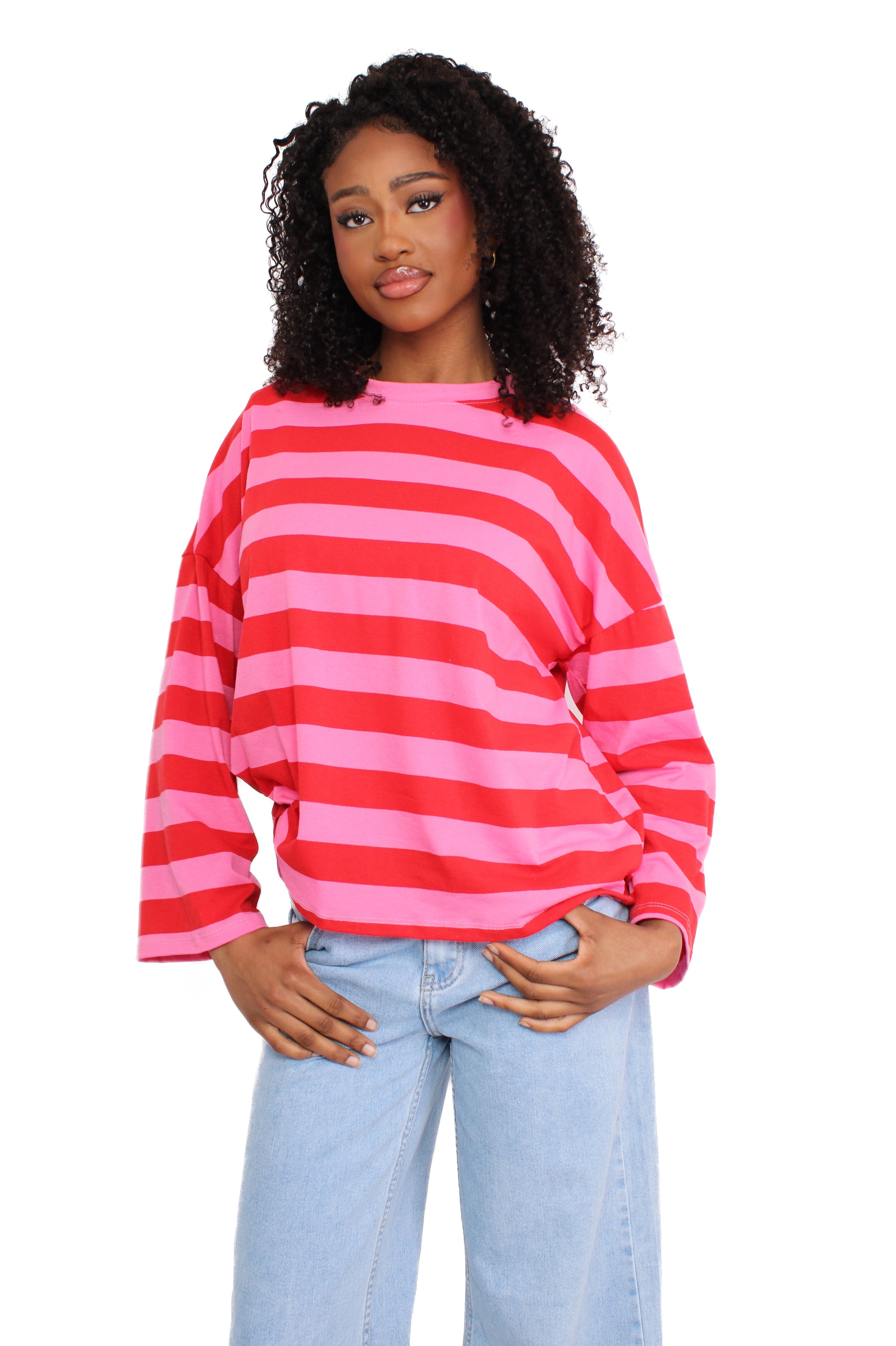 STRIPE MOOD LONG SLEEVE - RED PINK