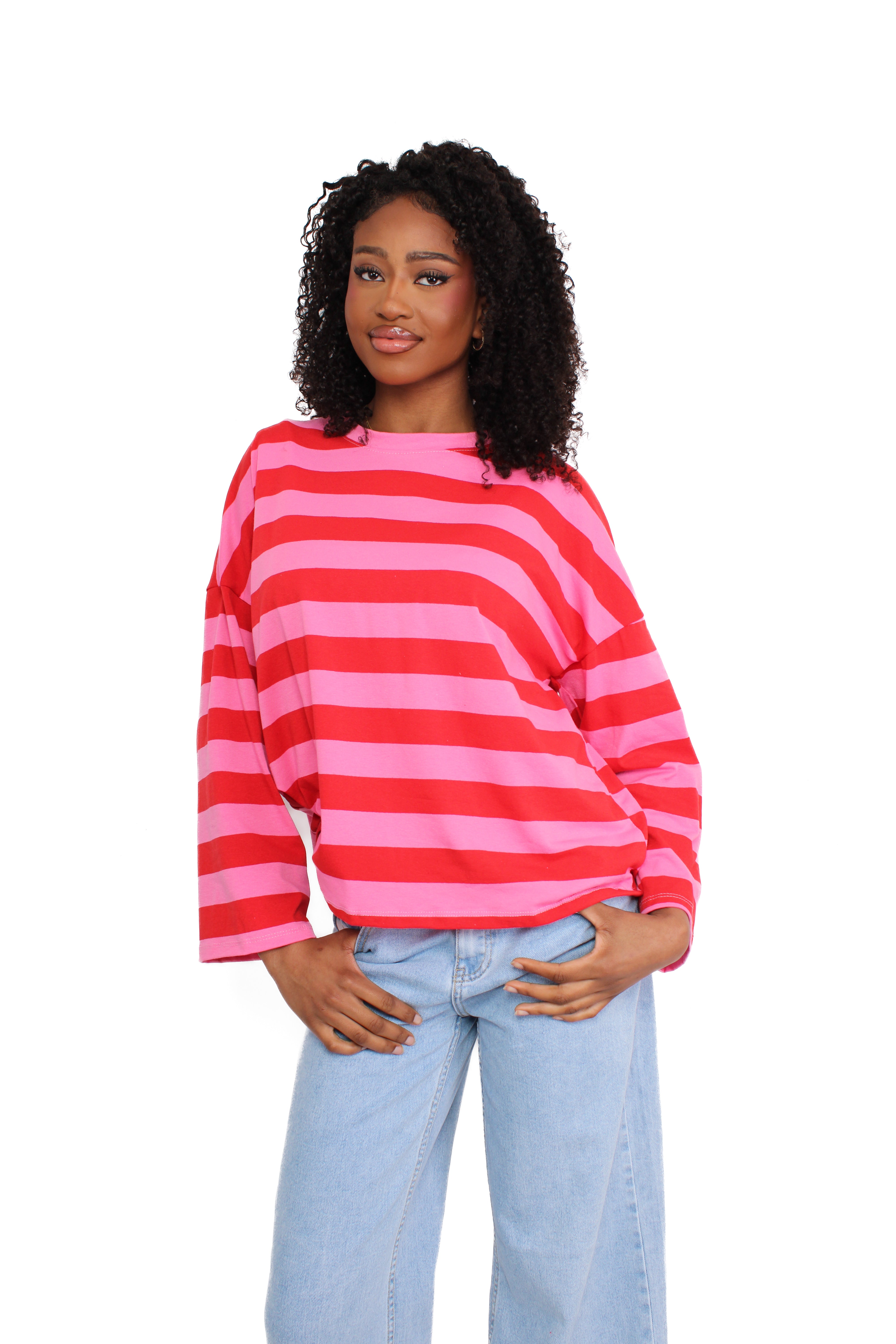 STRIPE MOOD LONG SLEEVE - RED PINK