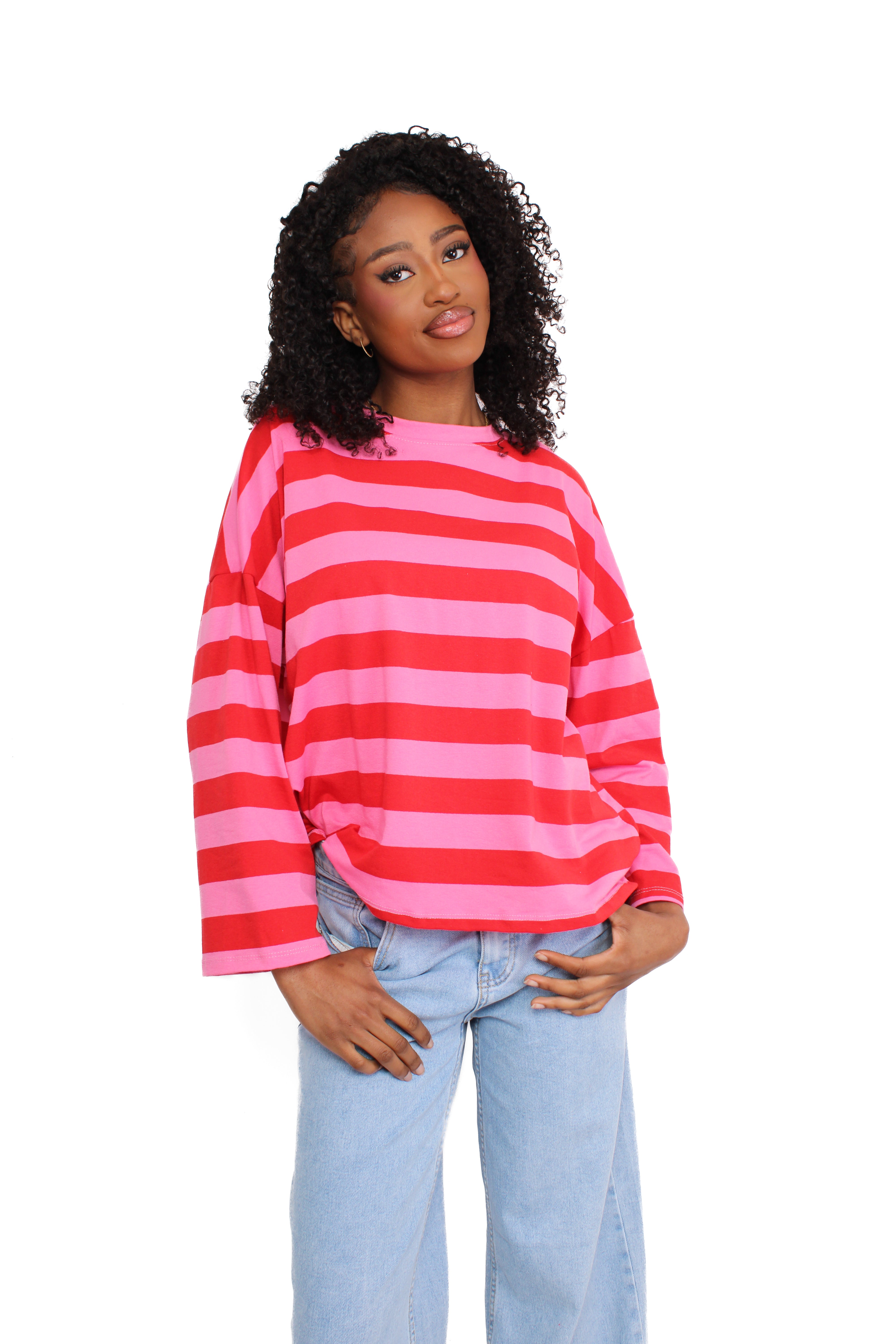 STRIPE MOOD LONG SLEEVE - RED PINK
