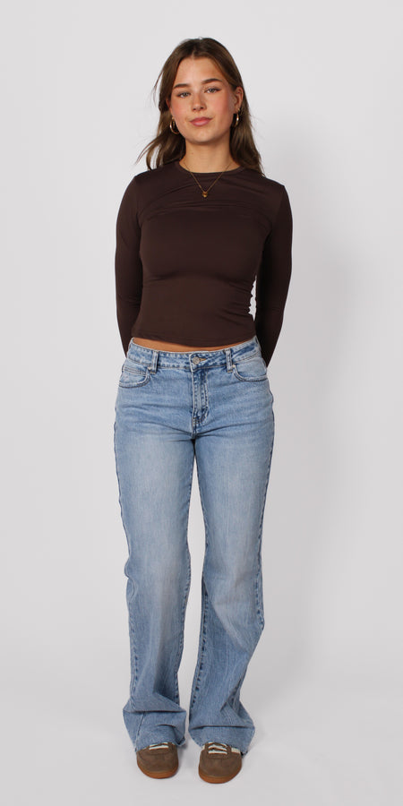 ''TALL'' MID WAIST WIDE LEG JEANS 3808-1 - DENIM