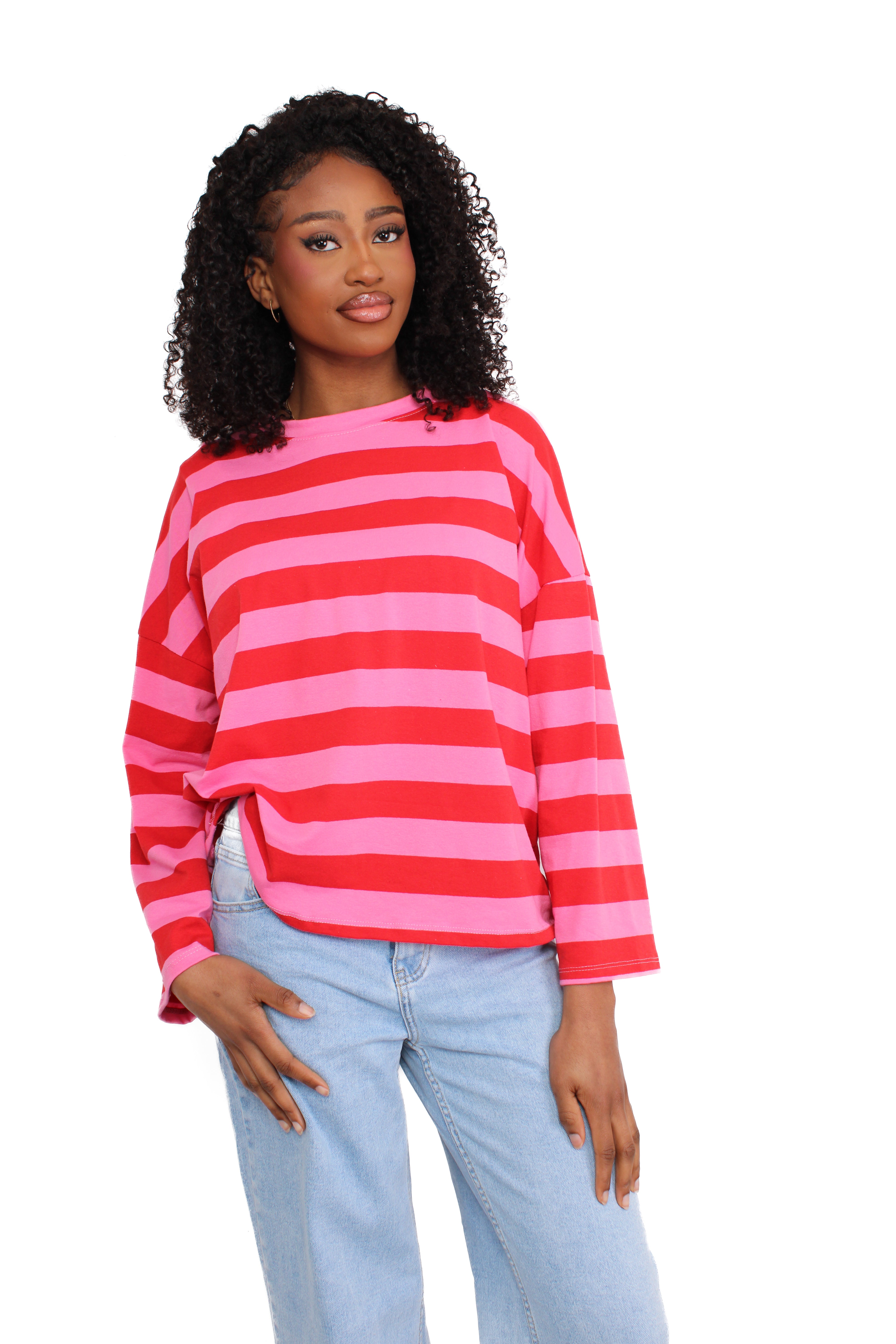 STRIPE MOOD LONG SLEEVE - RED PINK