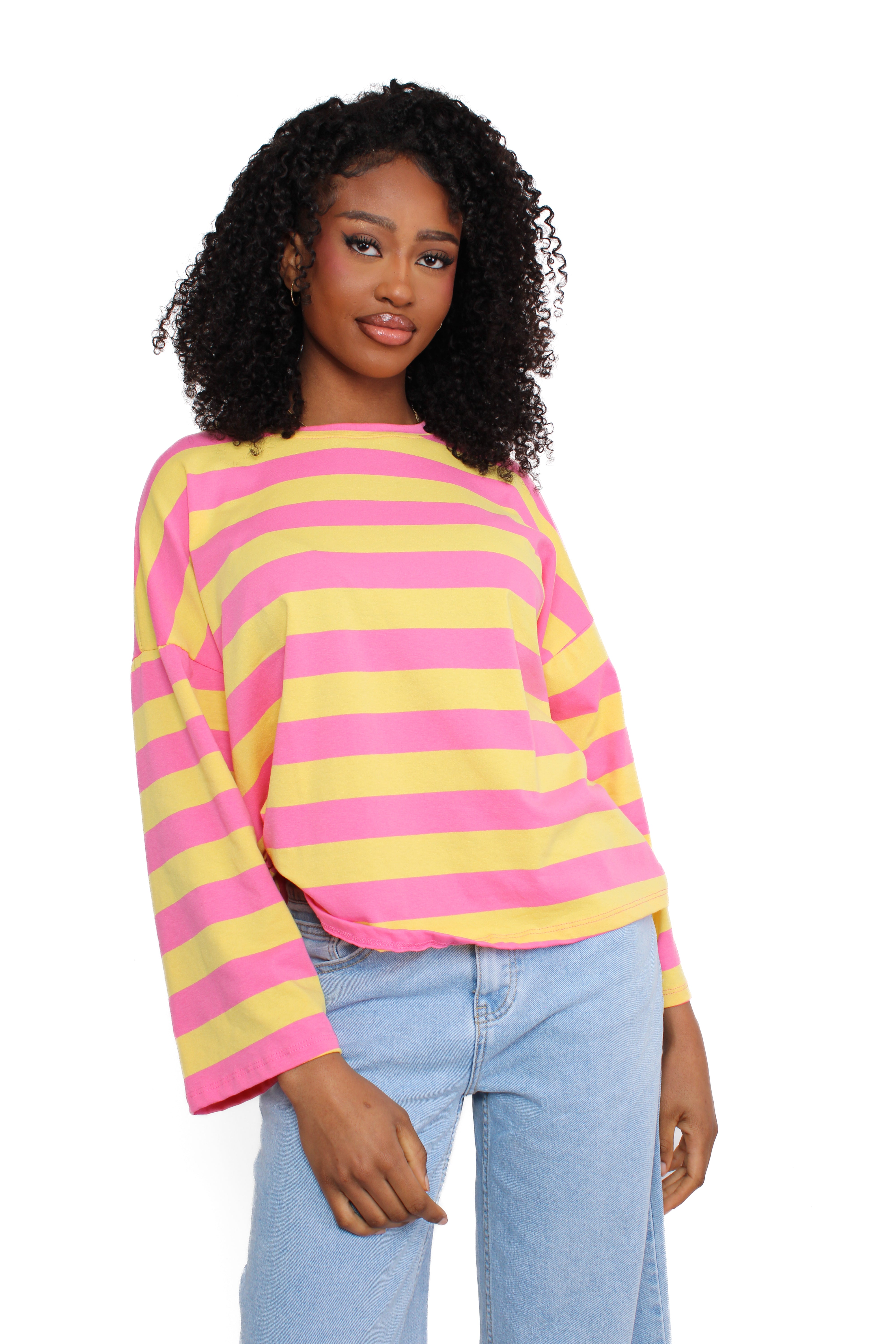 STRIPE MOOD LONG SLEEVE - YELLOW PINK