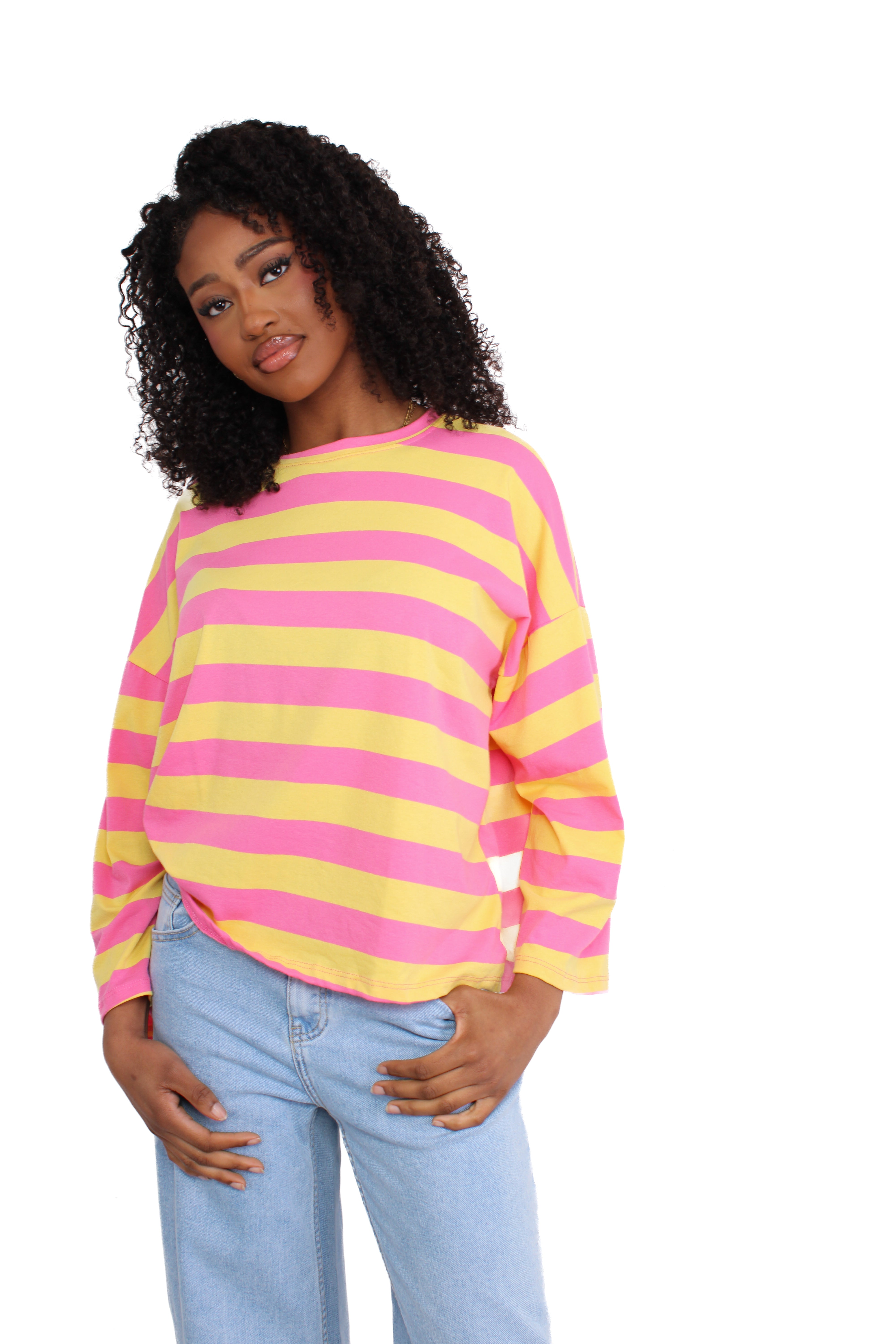 STRIPE MOOD LONG SLEEVE - YELLOW PINK